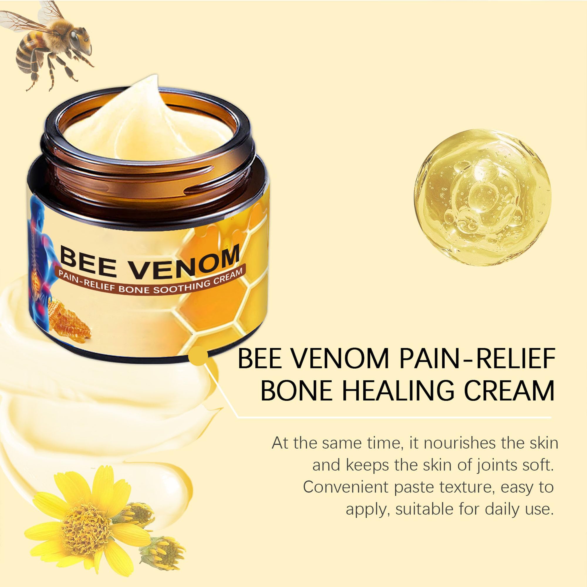 Liwoci Bee Venom Cream-Suitable for Neck, Waist, Back, Hands, Feet and Leg Joint Pain Care - TrustMedUSA