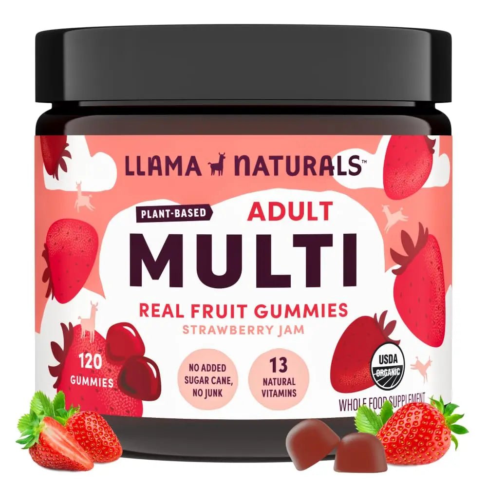 Llama Naturals Multivitamin for Women & Men, Vegan, Organic Gummies with Vitamin D, C & K, Adults Real Fruit Gummy Vitamins - TrustMedUSA