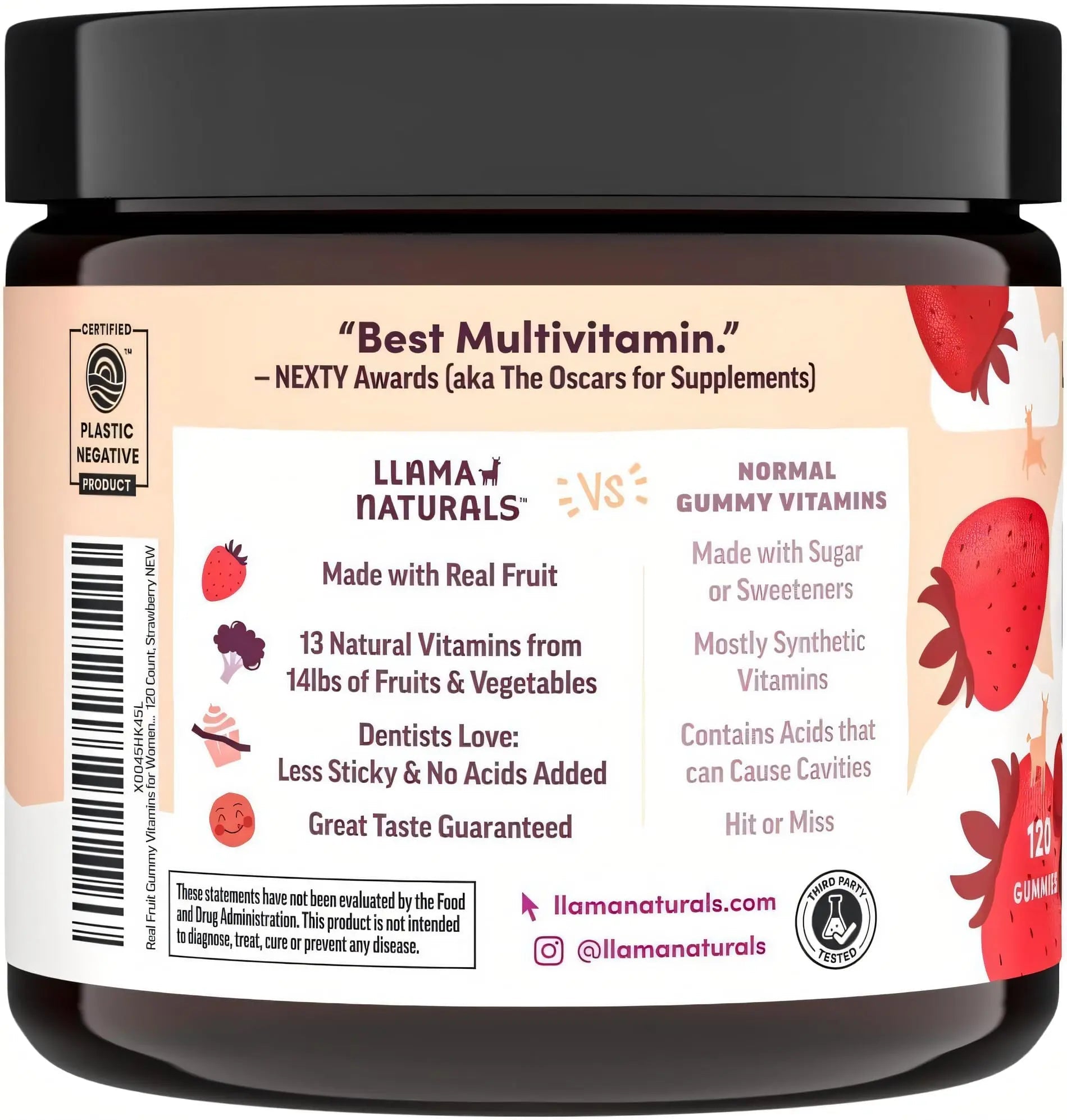 Llama Naturals Multivitamin for Women, Vegan, Organic Gummies with Vitamin D, C and K, Women's Real Fruit Gummy Vitamins - TrustMedUSA