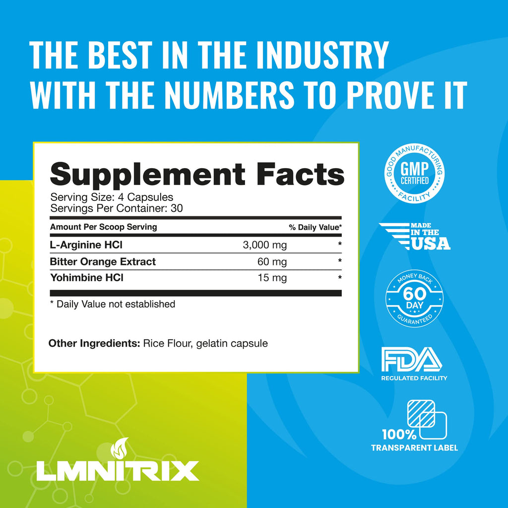 LMNITRIX VEINZ OG Nitric Oxide Booster Pills with Yohimbe Pump Supplement N.O. Mens - TrustMedUSA