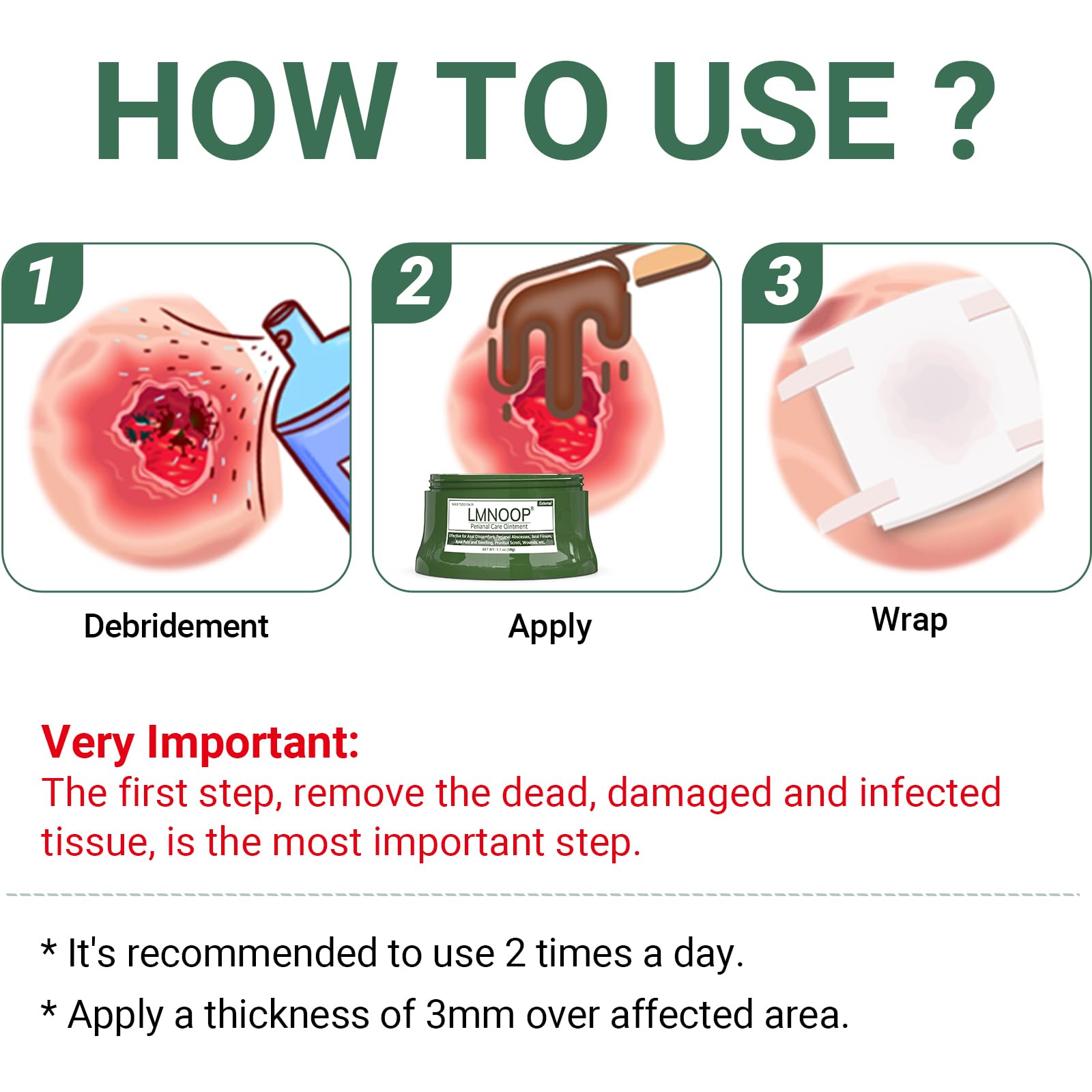 LMNOOP Perianal Repair Ointment: Treatments for Anal Fistula, Anal Fissure, Perianal Abscess, Rapid Relief from Pain, Burning, Itching, Swelling, Bleeding, and Discomfort by Jock Itch or Hemorrhoids - TrustMedUSA
