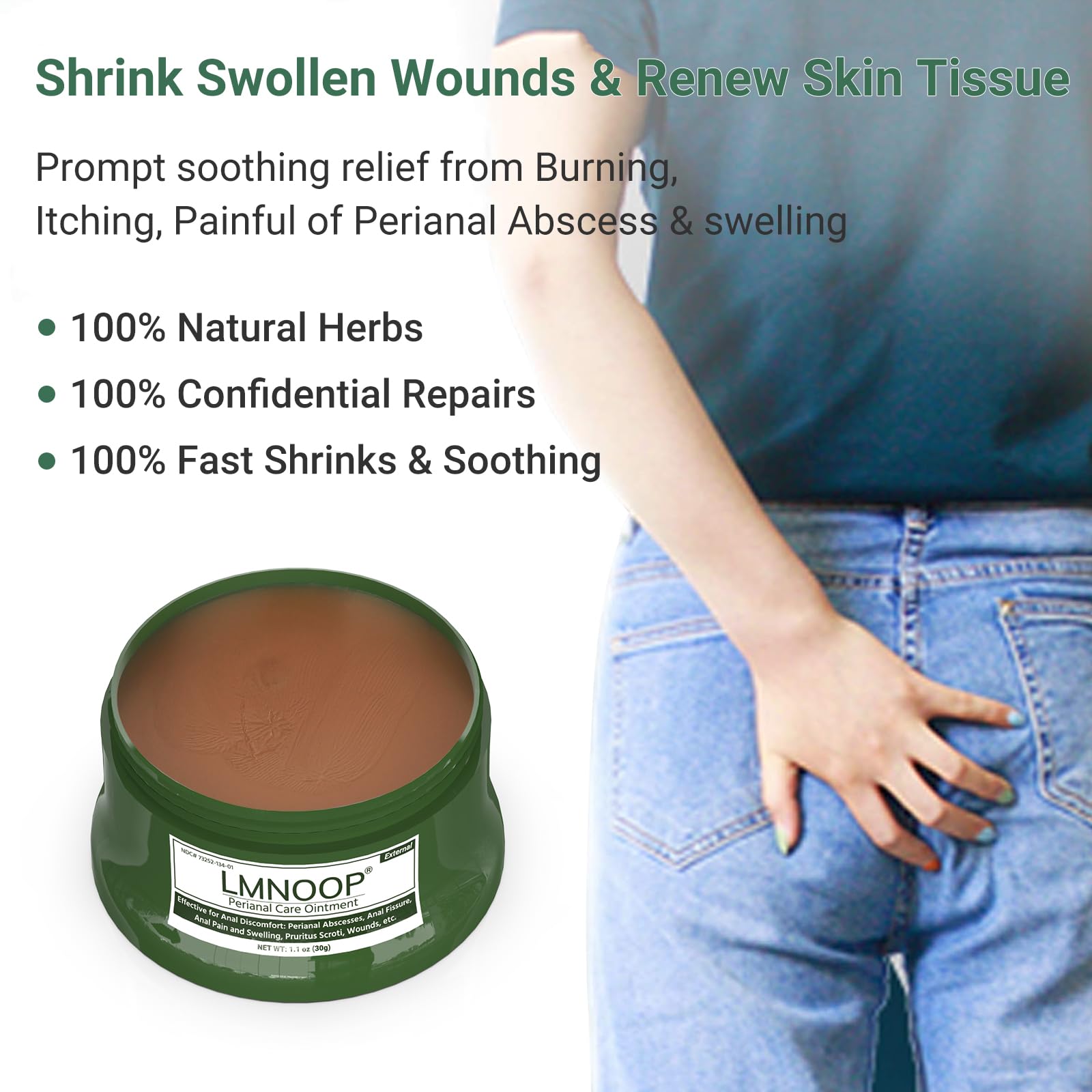 LMNOOP Perianal Repair Ointment: Treatments for Anal Fistula, Anal Fissure, Perianal Abscess, Rapid Relief from Pain, Burning, Itching, Swelling, Bleeding, and Discomfort by Jock Itch or Hemorrhoids - TrustMedUSA