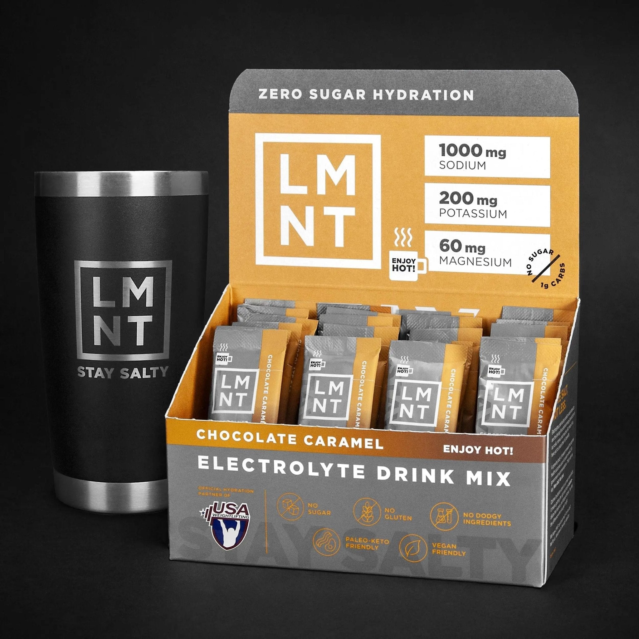 LMNT Hot Chocolate and Coffee Mixer - Chocolate Caramel Salt Electrolytes | No Sugar - TrustMedUSA