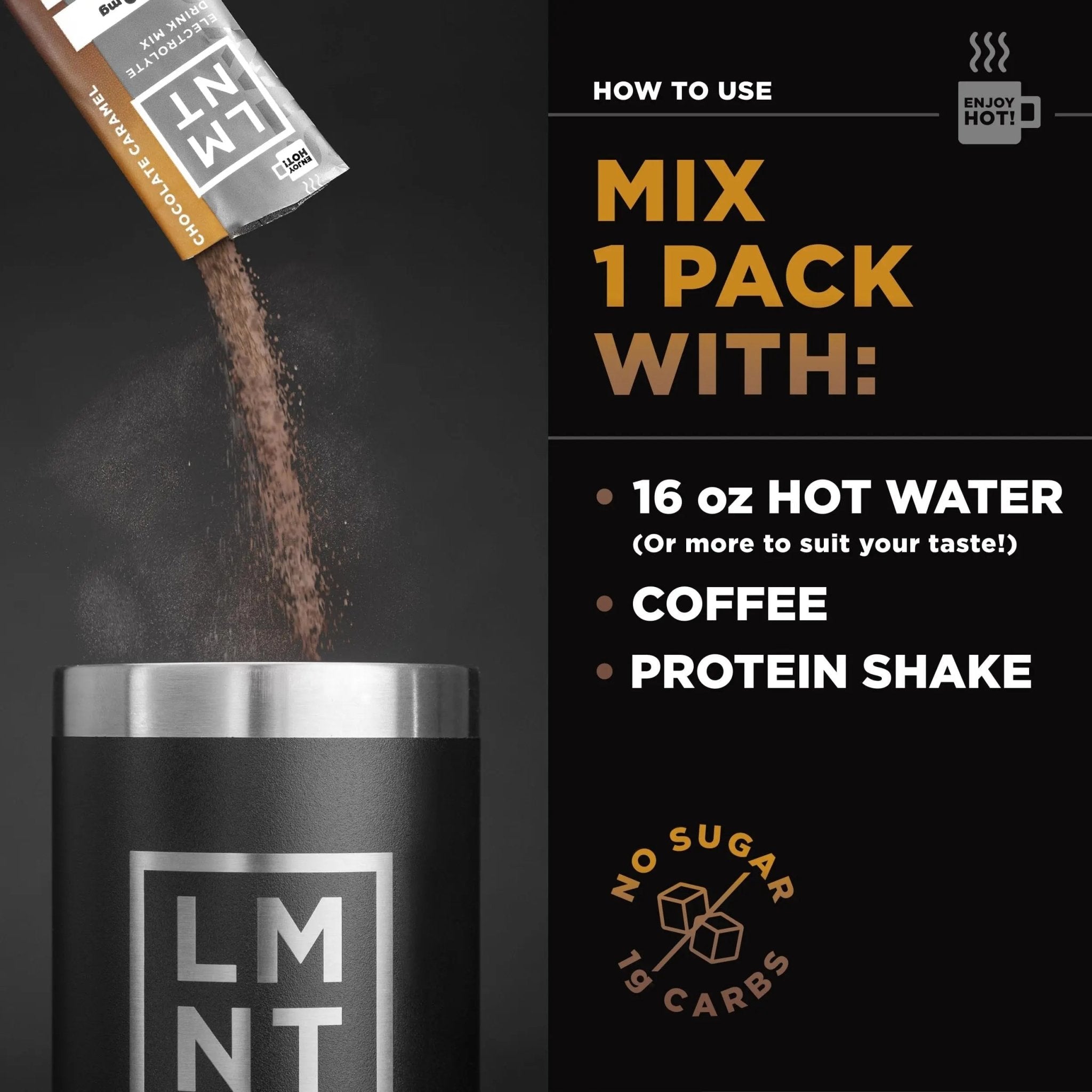 LMNT Hot Chocolate and Coffee Mixer - Chocolate Caramel Salt Electrolytes | No Sugar - TrustMedUSA