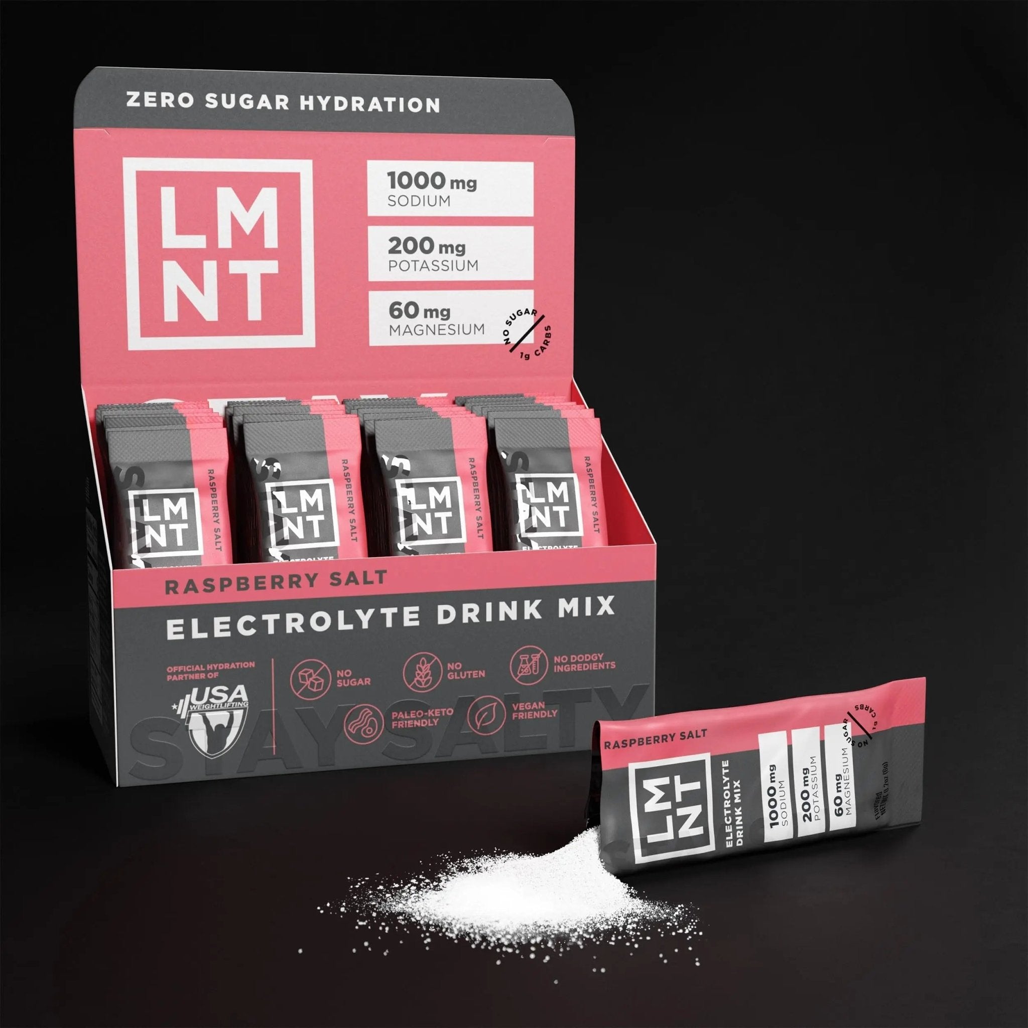 LMNT Zero Sugar Electrolytes - Raspberry Salt | Drink Mix | 30-Count - TrustMedUSA