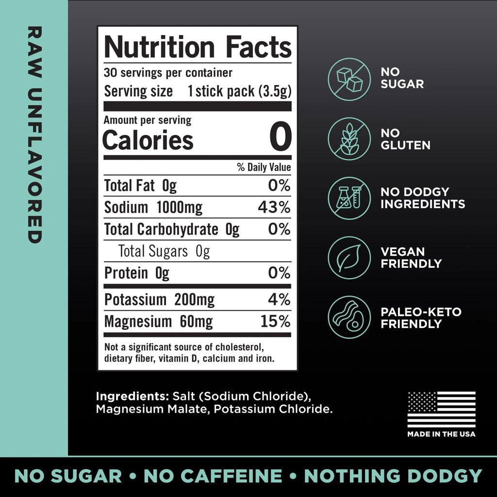 LMNT Zero Sugar Electrolytes - Raw Unflavored Salt | Drink Mix | 30-Count - TrustMedUSA