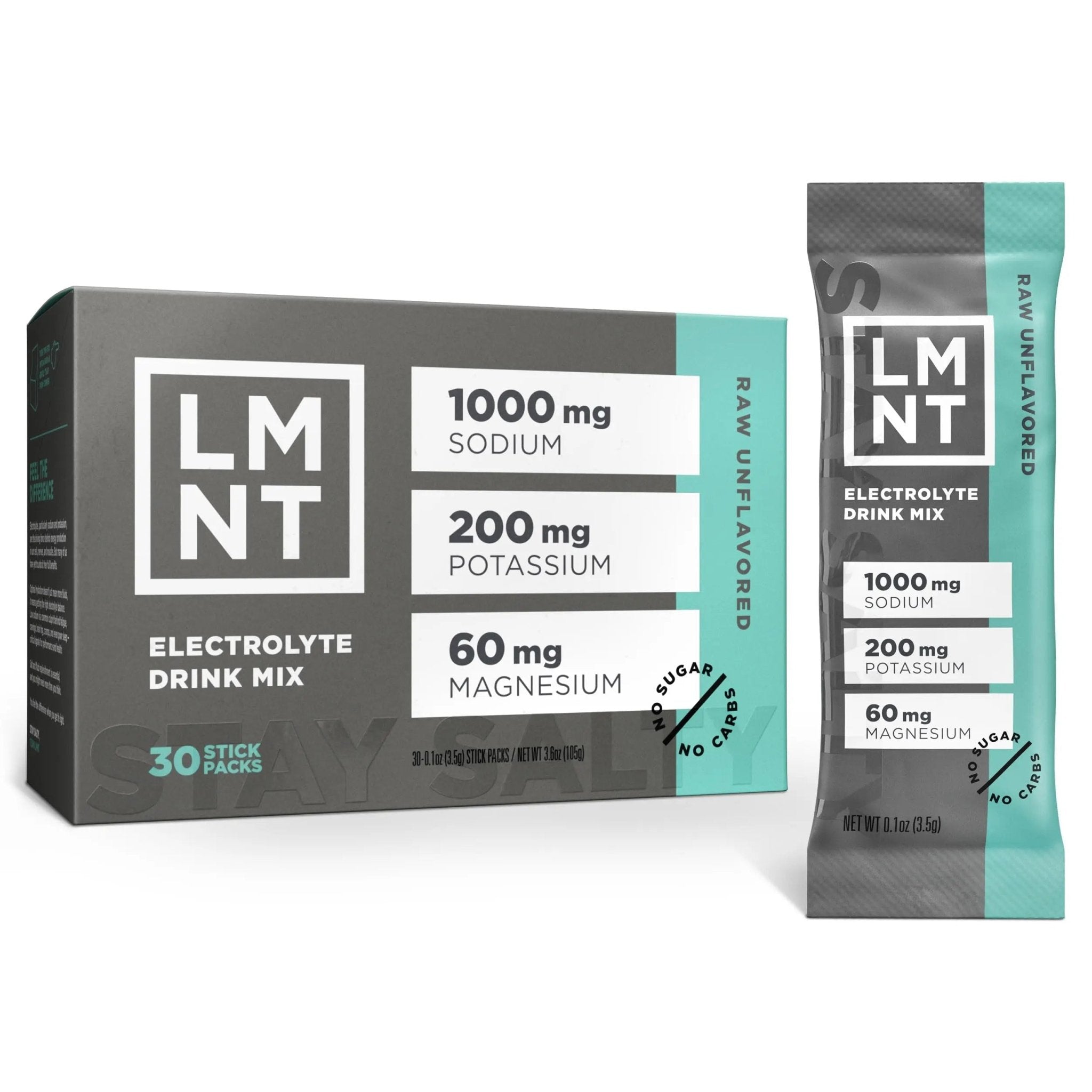 LMNT Zero Sugar Electrolytes - Raw Unflavored Salt | Drink Mix | 30-Count - TrustMedUSA