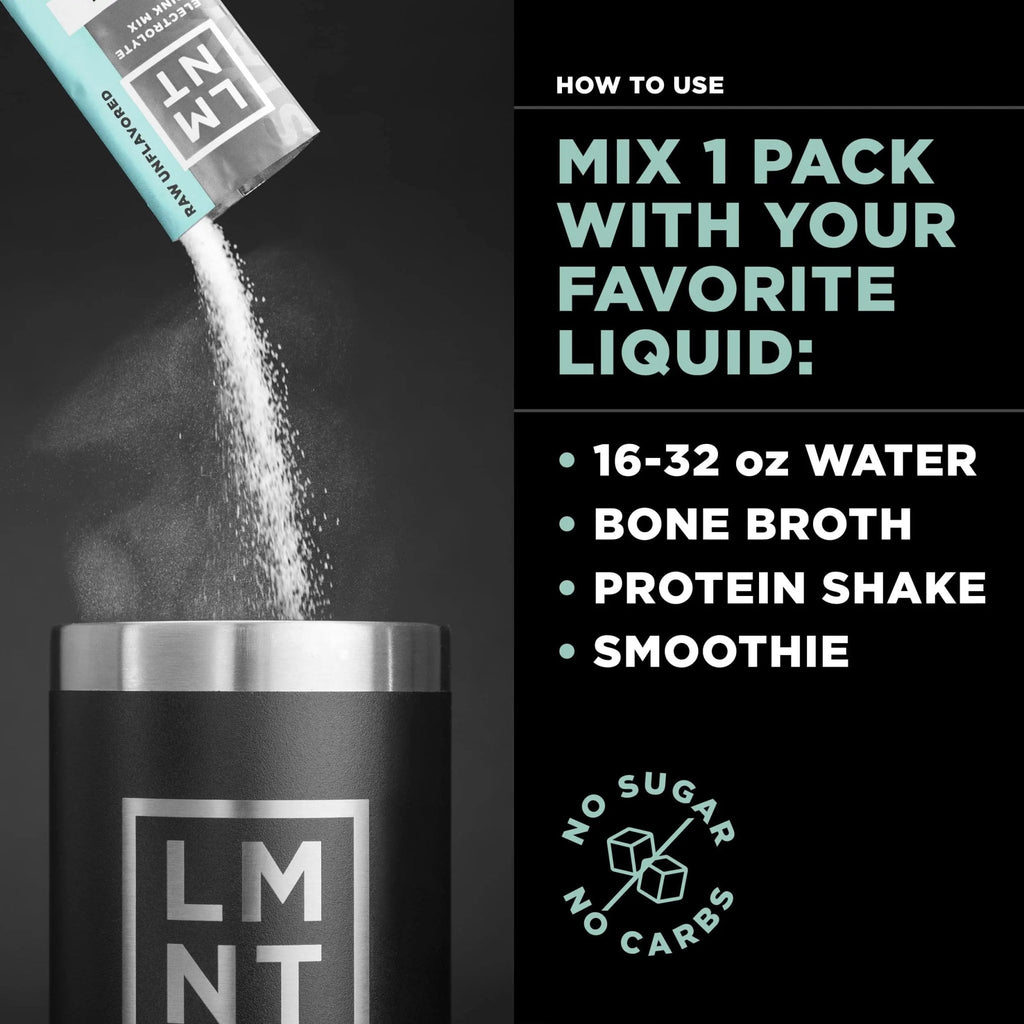 LMNT Zero-Sugar Electrolytes - Raw Unflavored Salt - Hydration Powder Packets - TrustMedUSA
