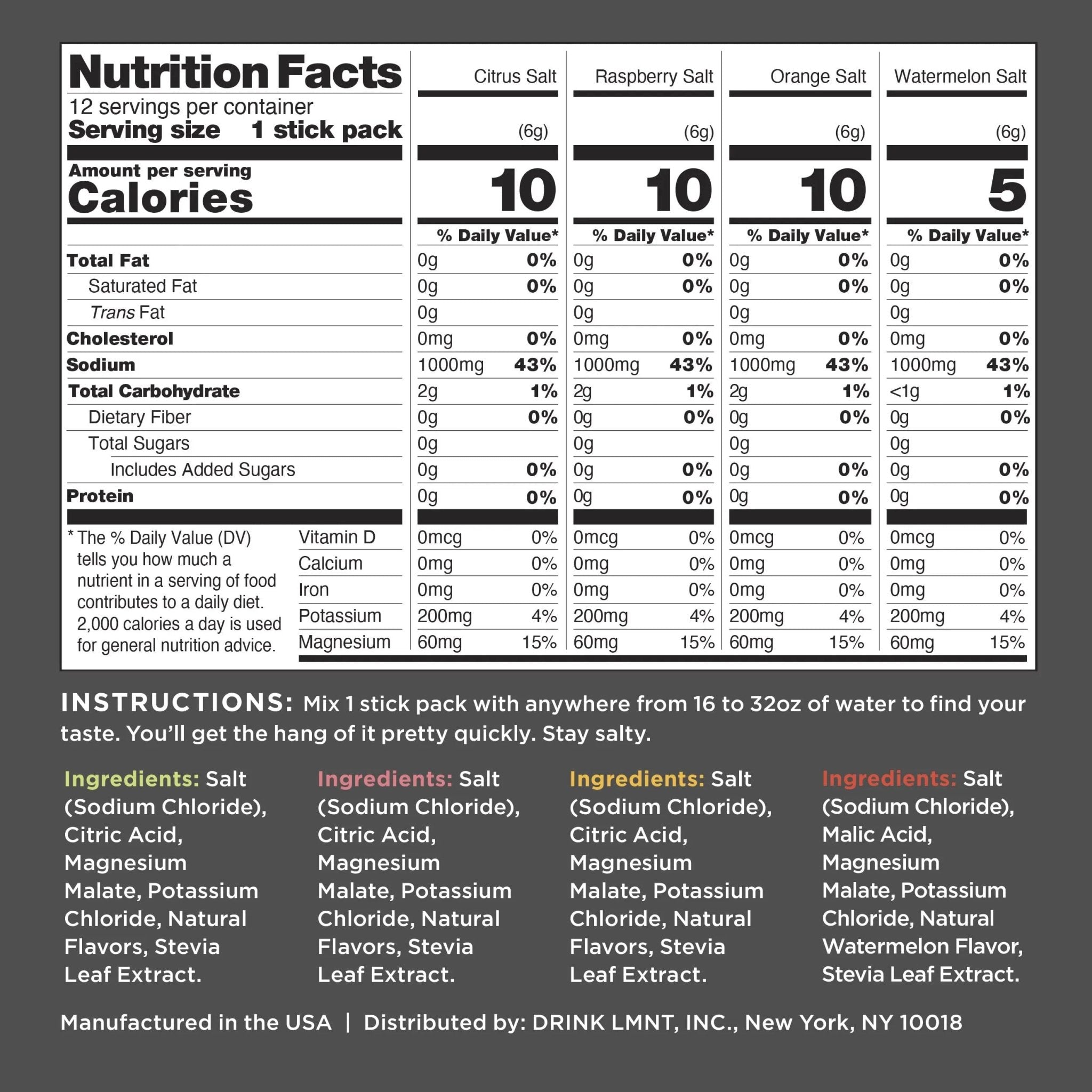LMNT Zero-Sugar Electrolytes - Variety Pack Bundle - Hydration Powder Packets - TrustMedUSA