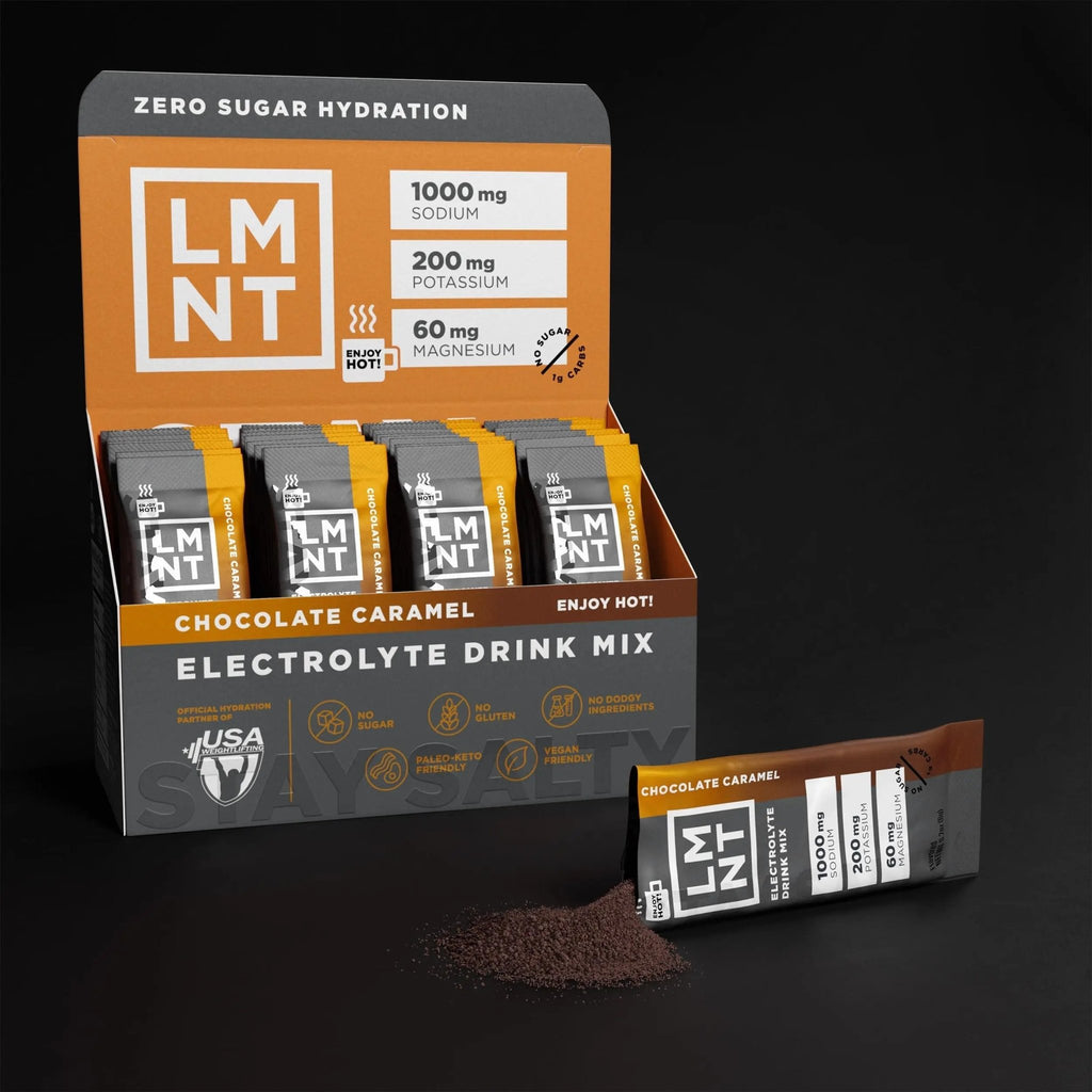LMNT Zero Sugar Hot Chocolate or Coffee Mixer - Chocolate Caramel Salt | Drink Mix | 30-Count - TrustMedUSA