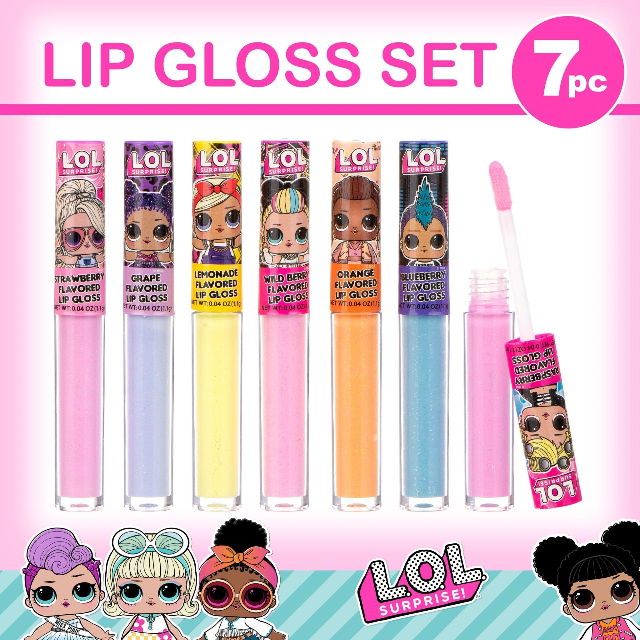 L.O.L Surprise 7-Pack Lip Gloss for Girls, Lol Lip Gloss - TrustMedUSA