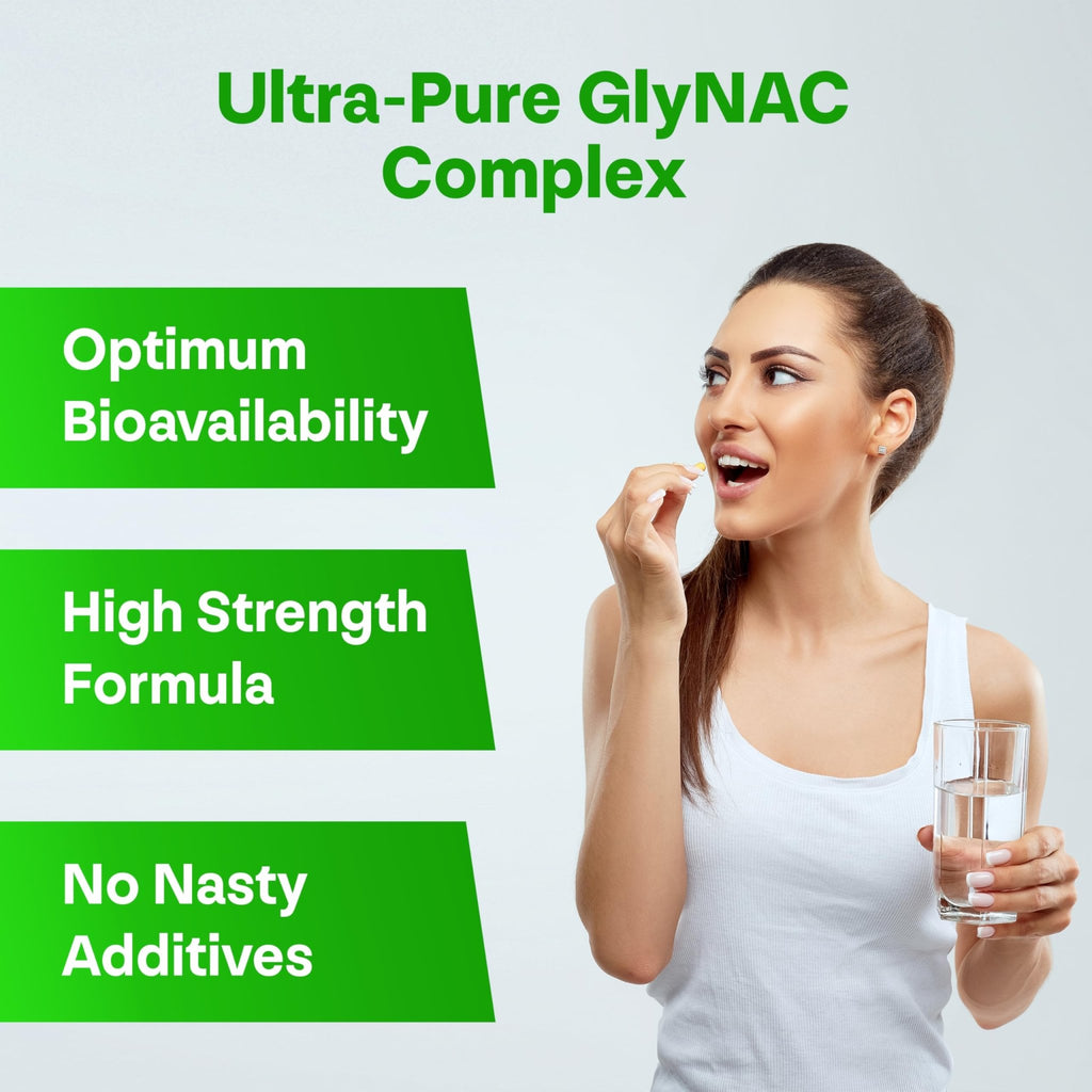 Longevity Box Ultra Pure GlyNAC Supplement 1000mg (500mg Glycine + 500mg N-Acetyl Cysteine) - Glutathione Precursor for Healthy Aging, Energy & Cellular Protection - 120 Vegan Capsules - TrustMedUSA
