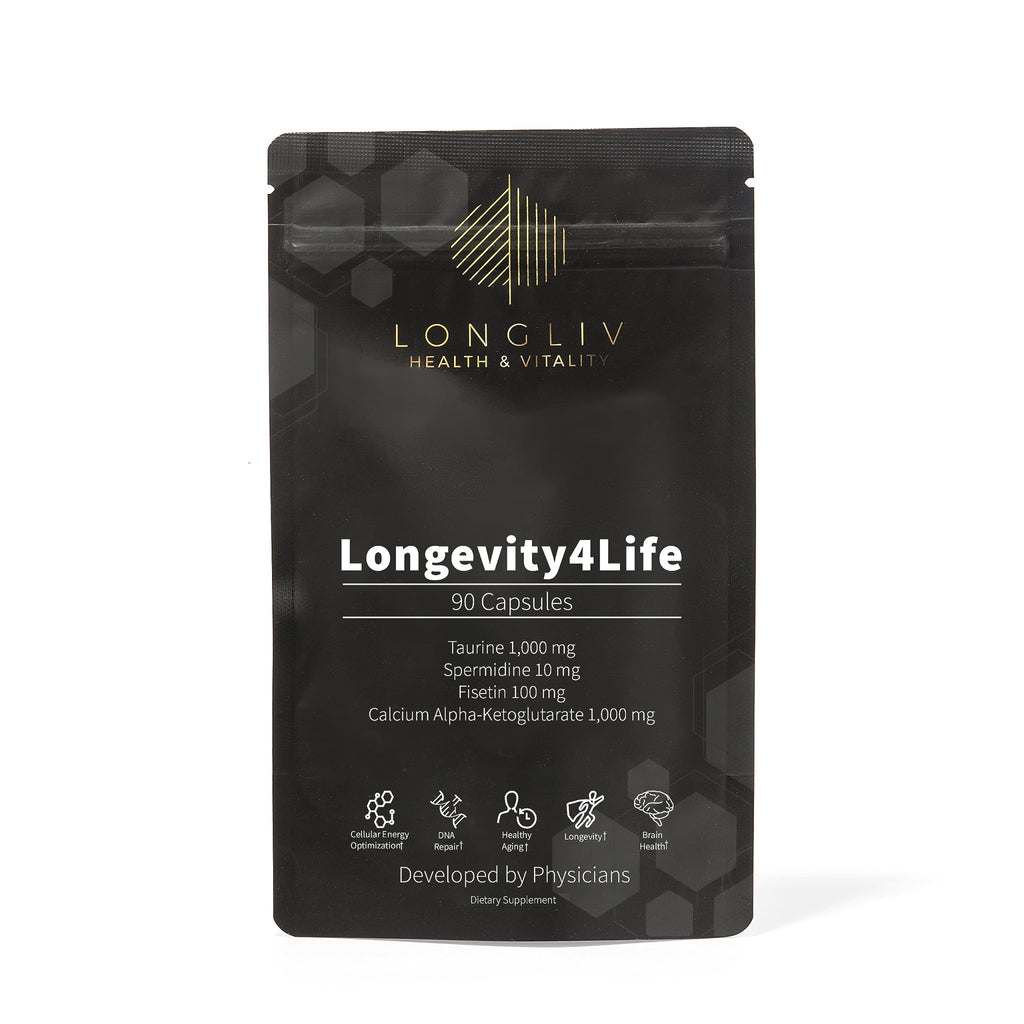 Longevity4Life - Ultimate Cellular Health Supplement - Fisetin, Taurine, Calcium Alpha-Ketoglutarate, and Spermidine Capsules for Longevity and Vitality - Made in USA - Physician Formulated - TrustMedUSA