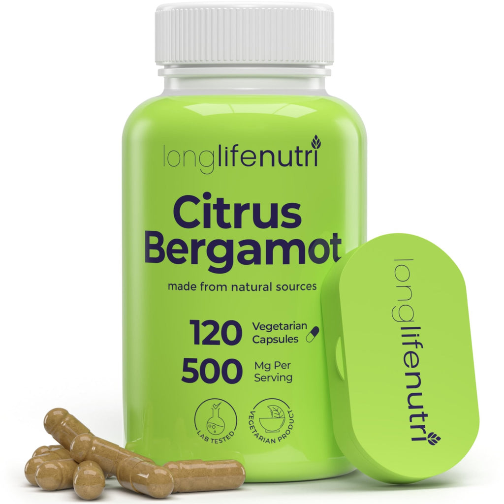 LongLifeNutri Citrus Bergamot Extract 500mg - 120 Vegetarian Capsules, 40% Polyphenolic Flavanones, 4-Month Supply, Plant-Based Anti-Oxidant, Tested, Made in USA - TrustMedUSA