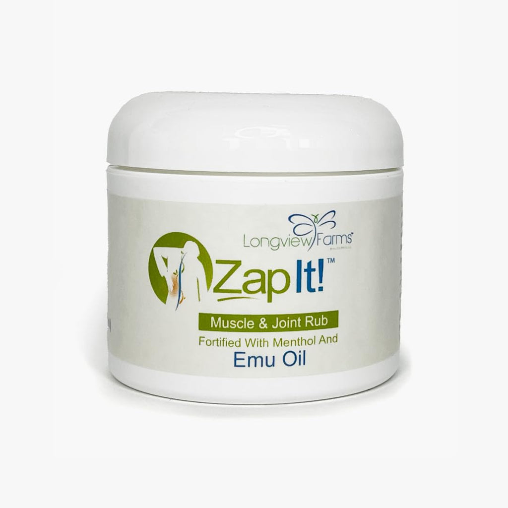 Longview Farms® Zap It! Muscle and Joint Therapy Cream– Fast-Absorbing Full Body Formula for Neck, Back, Legs, and feet and Knee Muscle Aches, Joint Discomfort, with Emu Oil(4 oz. Jar) - TrustMedUSA