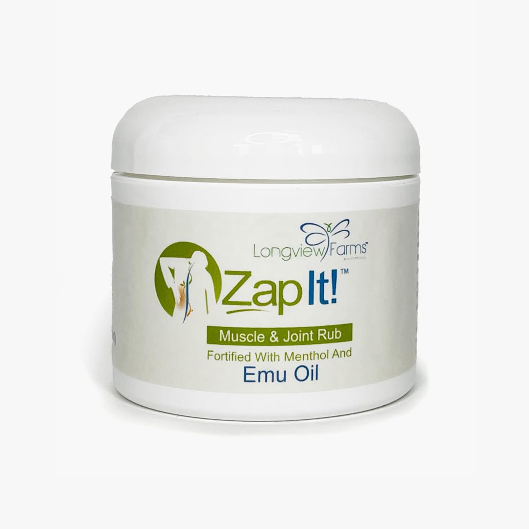 Longview Farms® Zap It! Muscle and Joint Therapy Cream– Fast-Absorbing Full Body Formula for Neck, Back, Legs, and feet and Knee Muscle Aches, Joint Discomfort, with Emu Oil(4 oz. Jar) - TrustMedUSA