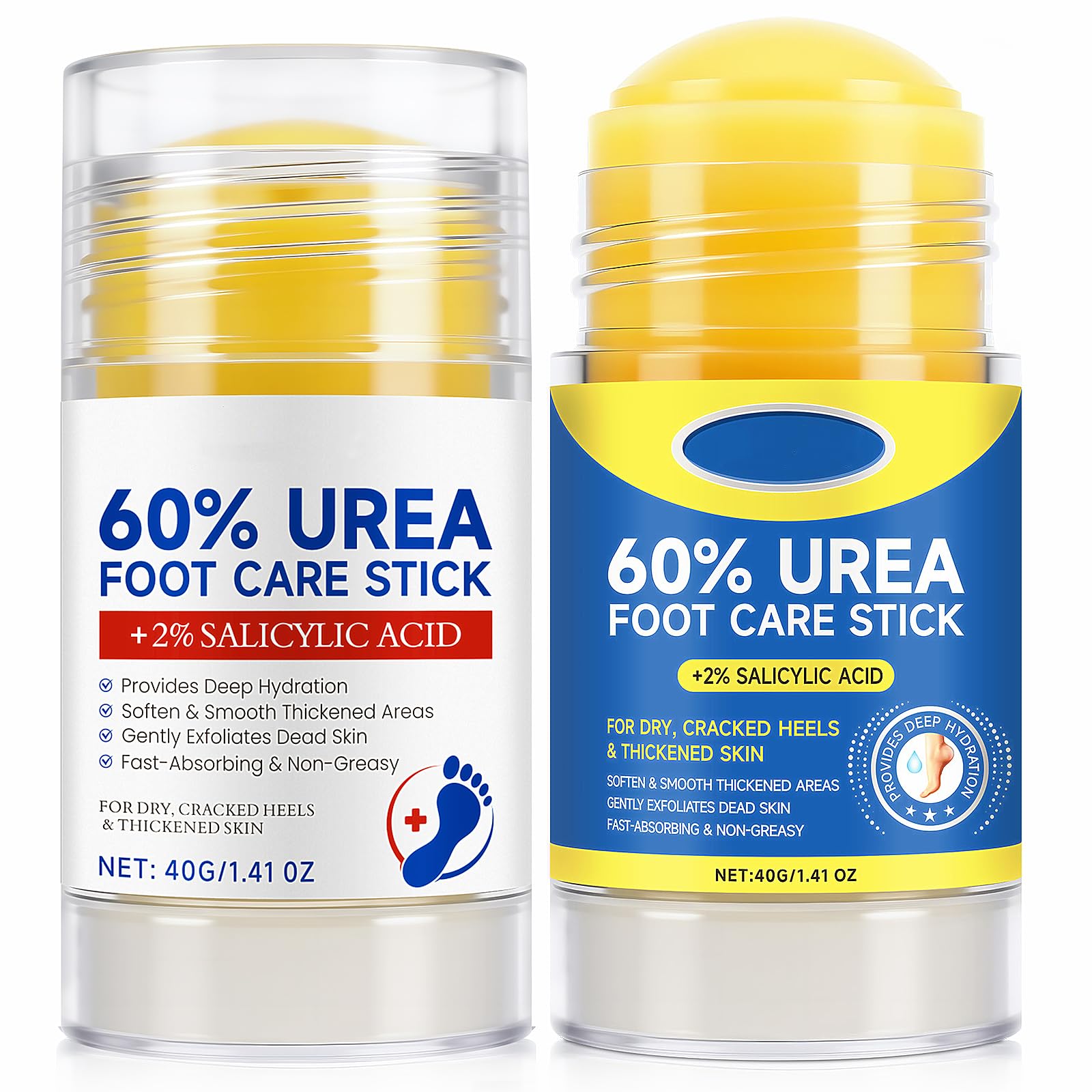 Loobexery 2 Pcs 60% Urea with 2% Salicylic Acid Foot Care Stick, Urea Foot Cream for Cracked Feet, Repairs Dry Rough Heels Fast, Foot Lotion Moisturizer for Dead Skin, Hydrating Heel Balm - Maple Wellness Supplements