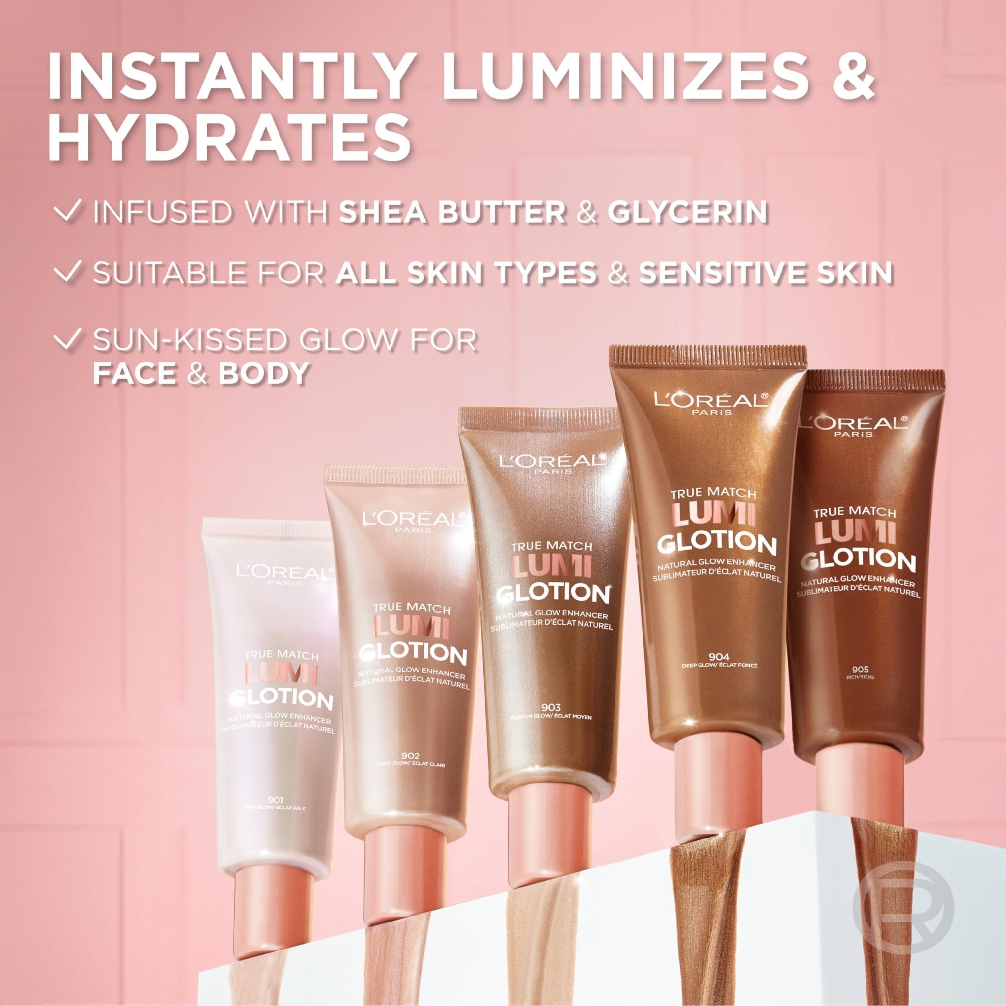 L'Oreal Paris Makeup True Match Lumi Glotion, Natural Glow Enhancer, Illuminator Highlighter, Bronzing Drops For a Sun-Kissed Glow, 903 Medium - TrustMedUSA