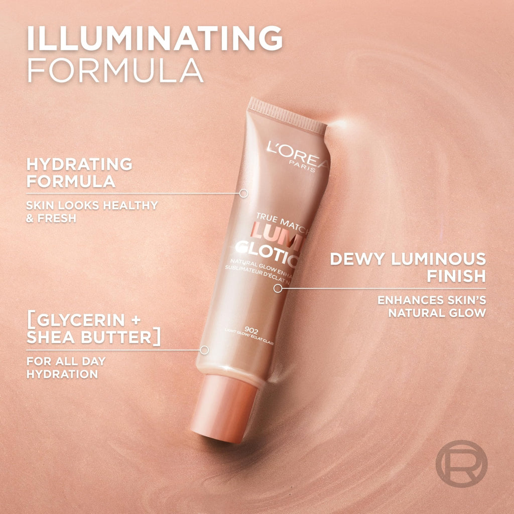 L'Oreal Paris Makeup True Match Lumi Glotion, Natural Glow Enhancer, Illuminator Highlighter, Bronzing Drops For a Sun-Kissed Glow, 903 Medium - TrustMedUSA