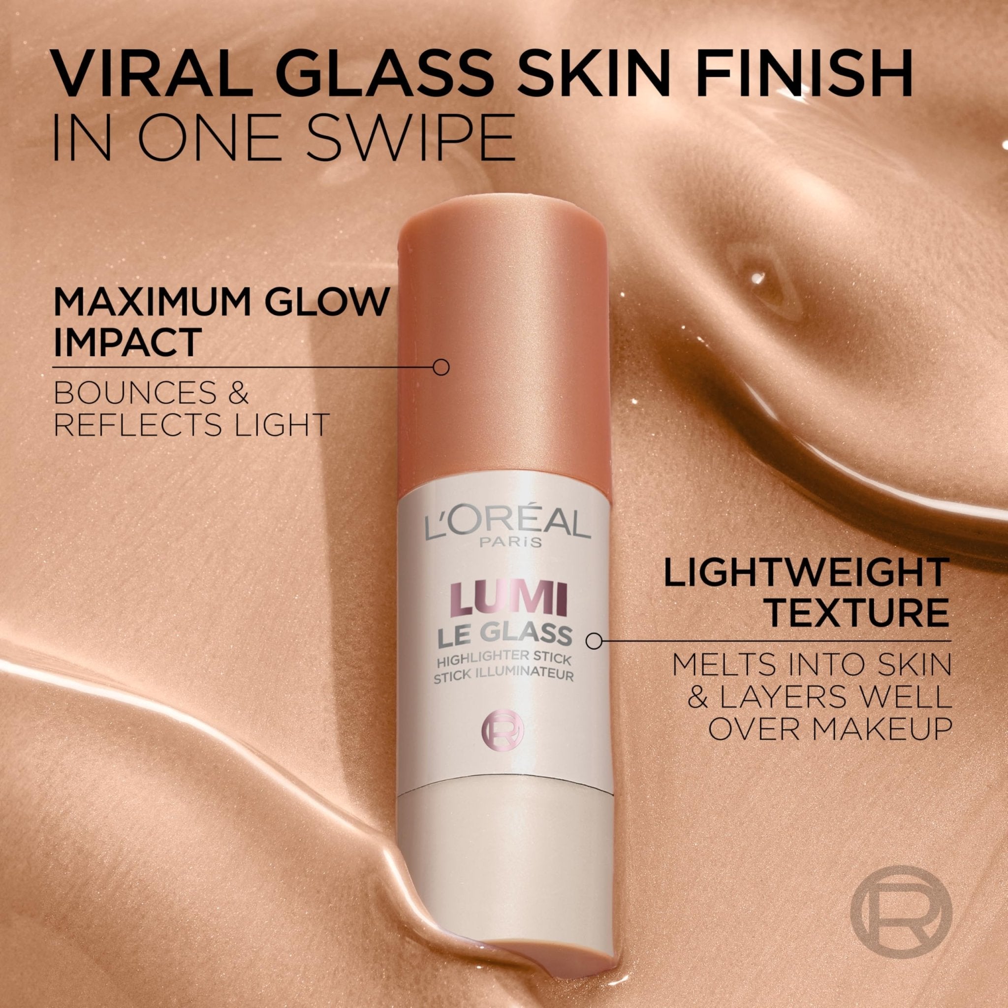 L'Oreal Paris True Match Lumi Le Glass Highlighter Stick, Reflective, Translucent, Glassy Highlighter for Face and Body, 620 Pink Ballet, 0.17 Oz - TrustMedUSA