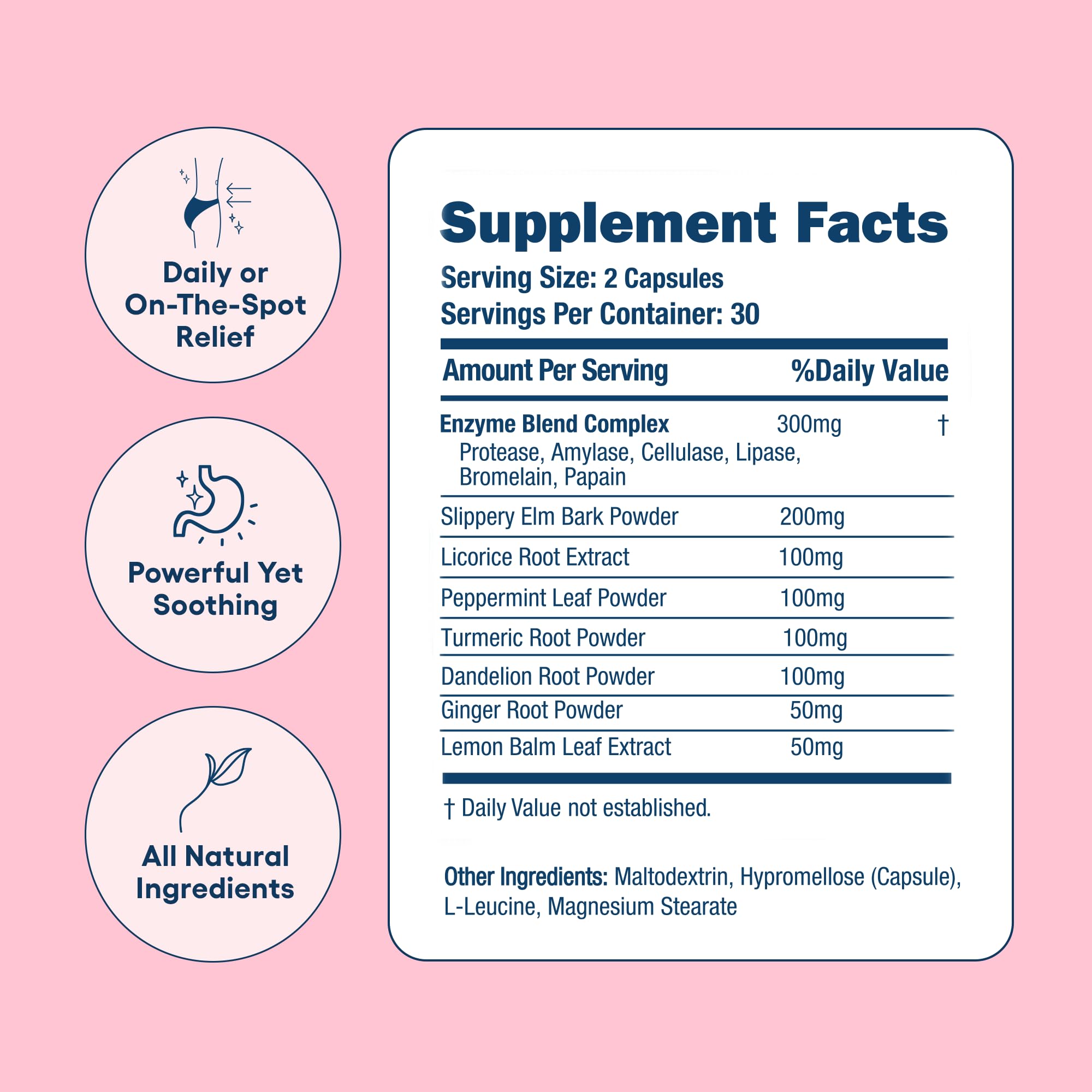 Love Sweat Fitness Bloat Be Gone | Bloating Relief for Women | Debloat & Digestive Enzyme Supplement for Gas & Gut Health | Herbal Blend with Ginger, Turmeric & Peppermint | 60 Vegan Capsules - Maple Wellness Supplements