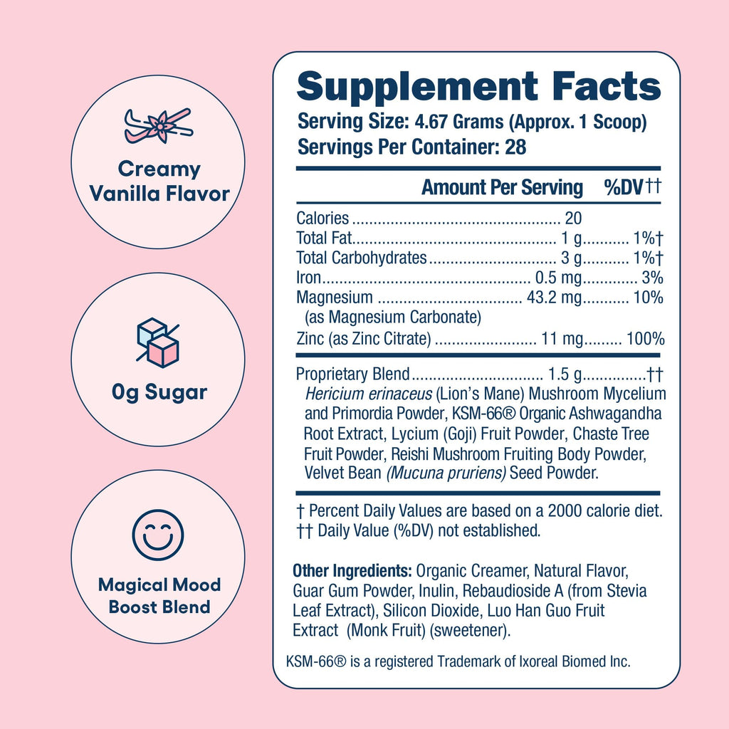 Love Sweat Fitness Mood & Stress Support Supplement for Women | Ashwagandha, B Vitamins & Magnesium Powder | Focus, Calm & Balance | Miss Congeniality Vanilla | Vegan, Non-GMO | 28 Servings - TrustMedUSA