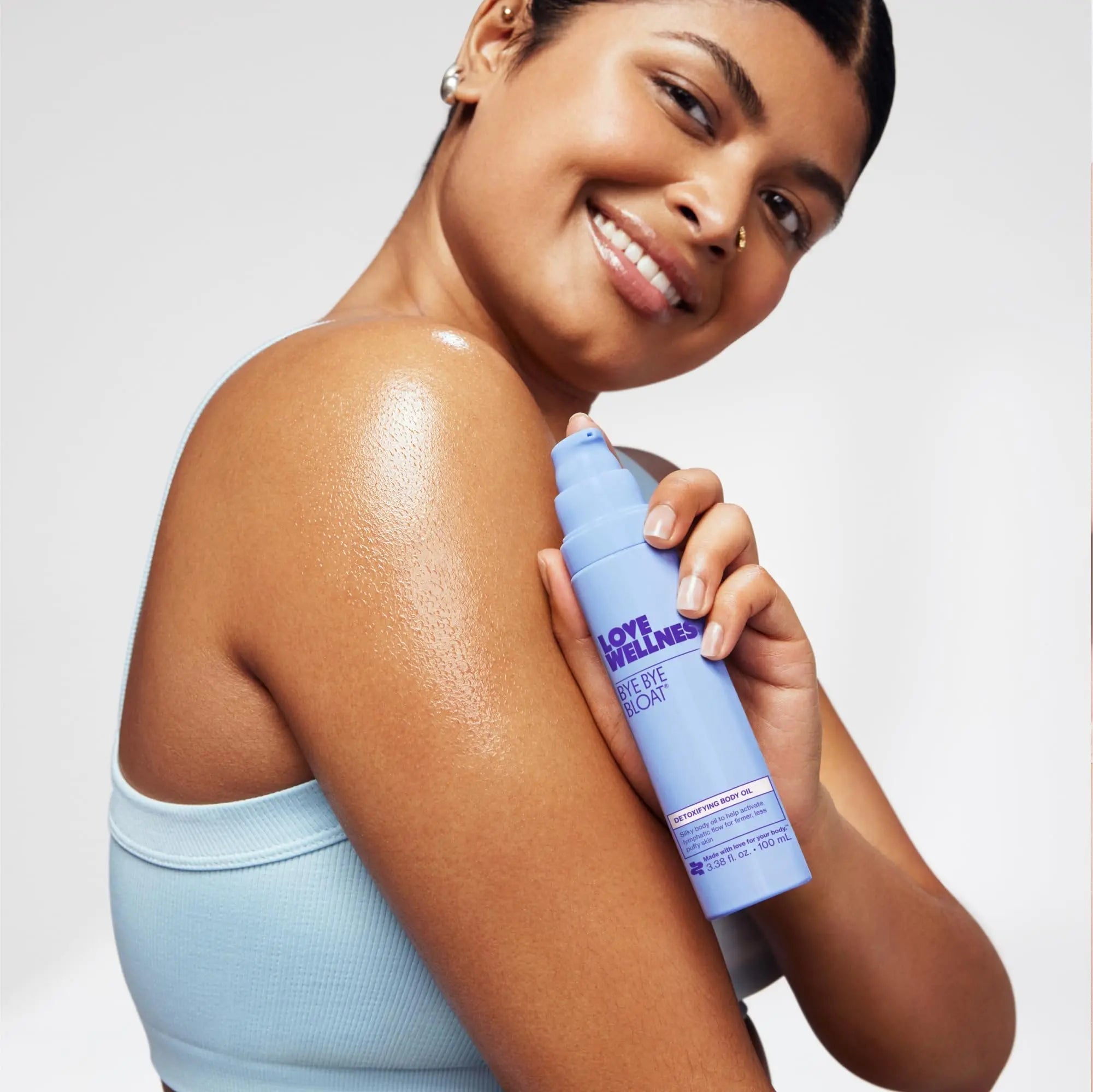 Love Wellness Bye Bye Bloat Detoxifying Body Oil | Lymphatic Drainage Oil to Hydrate, Depuff & Awaken Skin | Reduce Swelling Massage Oil for Women with Peppermint, Grapefruit & Rosemary Oil |100 mL - TrustMedUSA