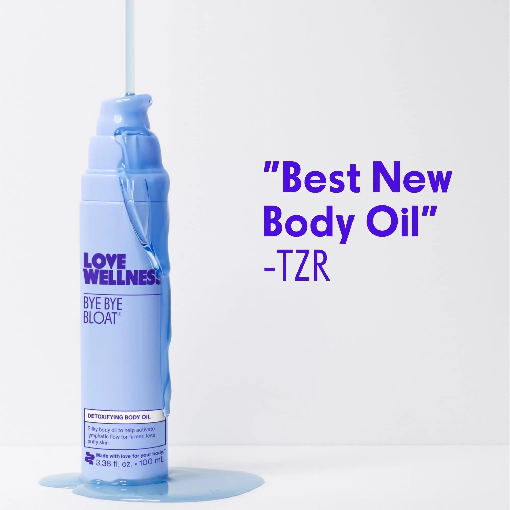 Love Wellness Bye Bye Bloat Detoxifying Body Oil | Lymphatic Drainage Oil to Hydrate, Depuff & Awaken Skin | Reduce Swelling Massage Oil for Women with Peppermint, Grapefruit & Rosemary Oil |100 mL - TrustMedUSA