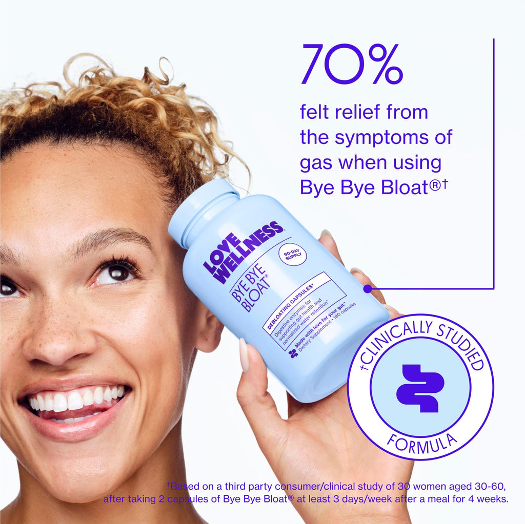 Love Wellness Bye Bye Bloat, Digestive Enzymes | Bloating Relief for Women | Help Reduce Gas Relief & Water Retention | Supports Digestive Health with Fenugreek & Dandelion | 180 Count - Maple Wellness Supplements
