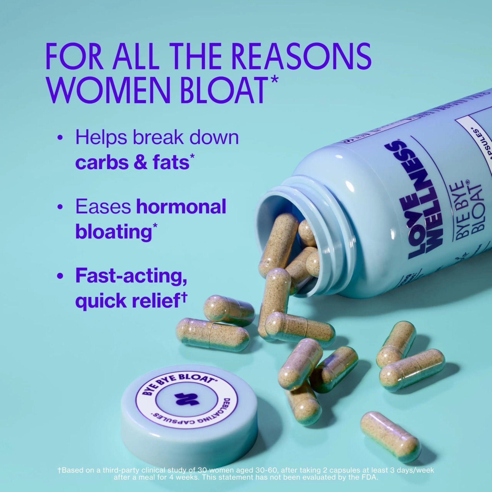 Love Wellness Bye Bye Bloat | Digestive Enzymes for Fast Acting Bloating Relief for Women | Helps Reduce Water Retention & Gas Relief | Supports Digestive Health - TrustMedUSA