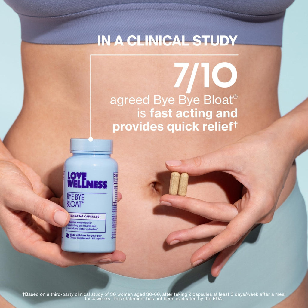 Love Wellness Bye Bye Bloat | Digestive Enzymes for Fast Acting Bloating Relief for Women | Helps Reduce Water Retention & Gas Relief | Supports Digestive Health with Fenugreek & Dandelion | 60 Count - Maple Wellness Supplements