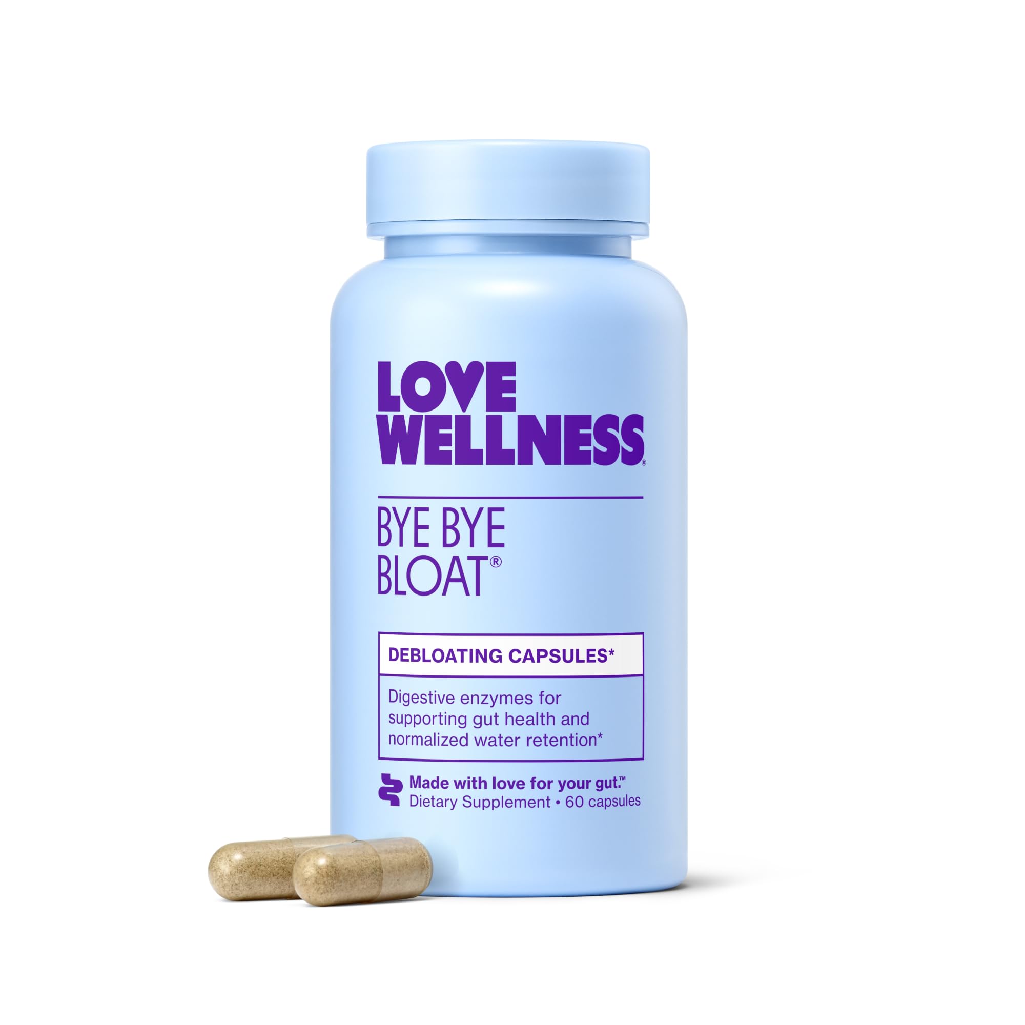 Love Wellness Bye Bye Bloat | Digestive Enzymes for Fast Acting Bloating Relief for Women | Helps Reduce Water Retention & Gas Relief | Supports Digestive Health with Fenugreek & Dandelion | 60 Count - Maple Wellness Supplements