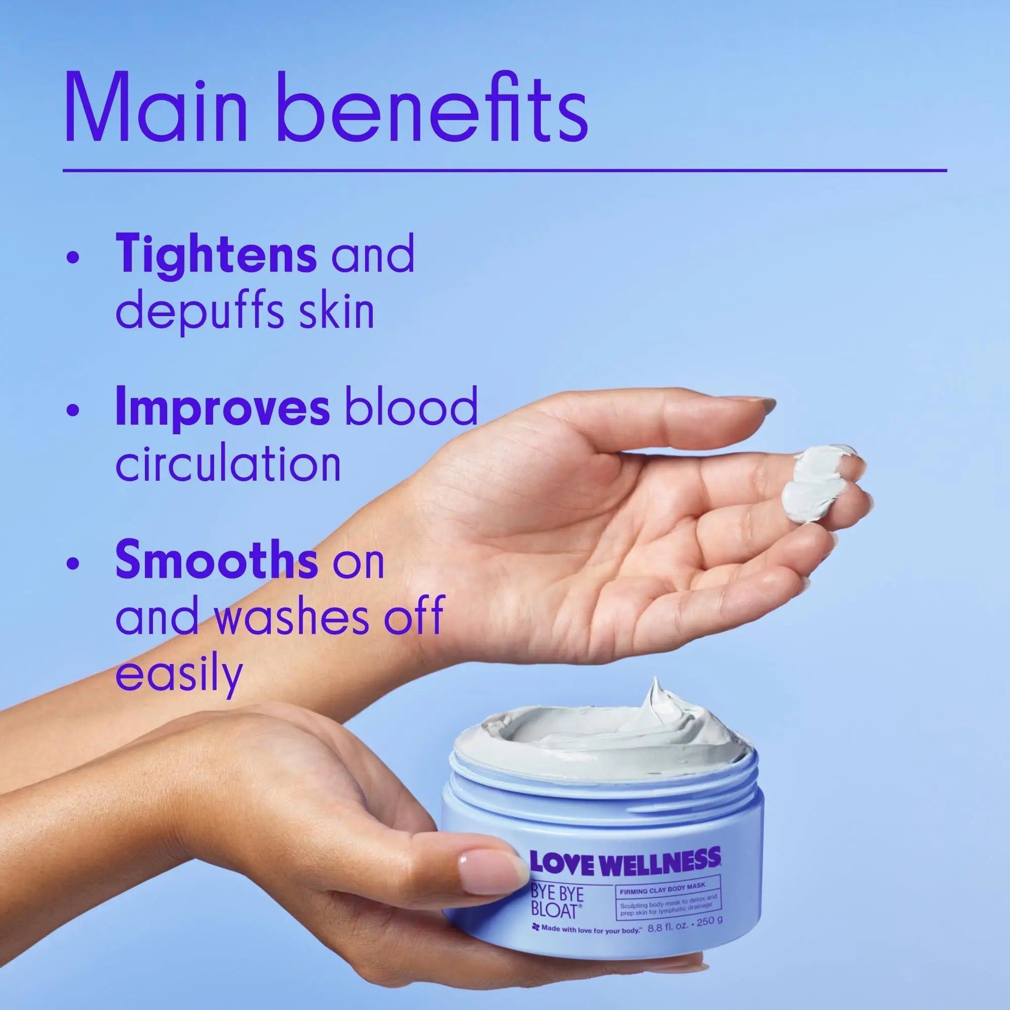 Love Wellness Bye Bye Bloat Firming Clay Body Mask | Lymphatic Drainage Body Mask for Women | Support Bloating Relief, Skin Hydration & Boost Circulation | Caffeine, Grapefruit & Peppermint Oil | 250g - TrustMedUSA