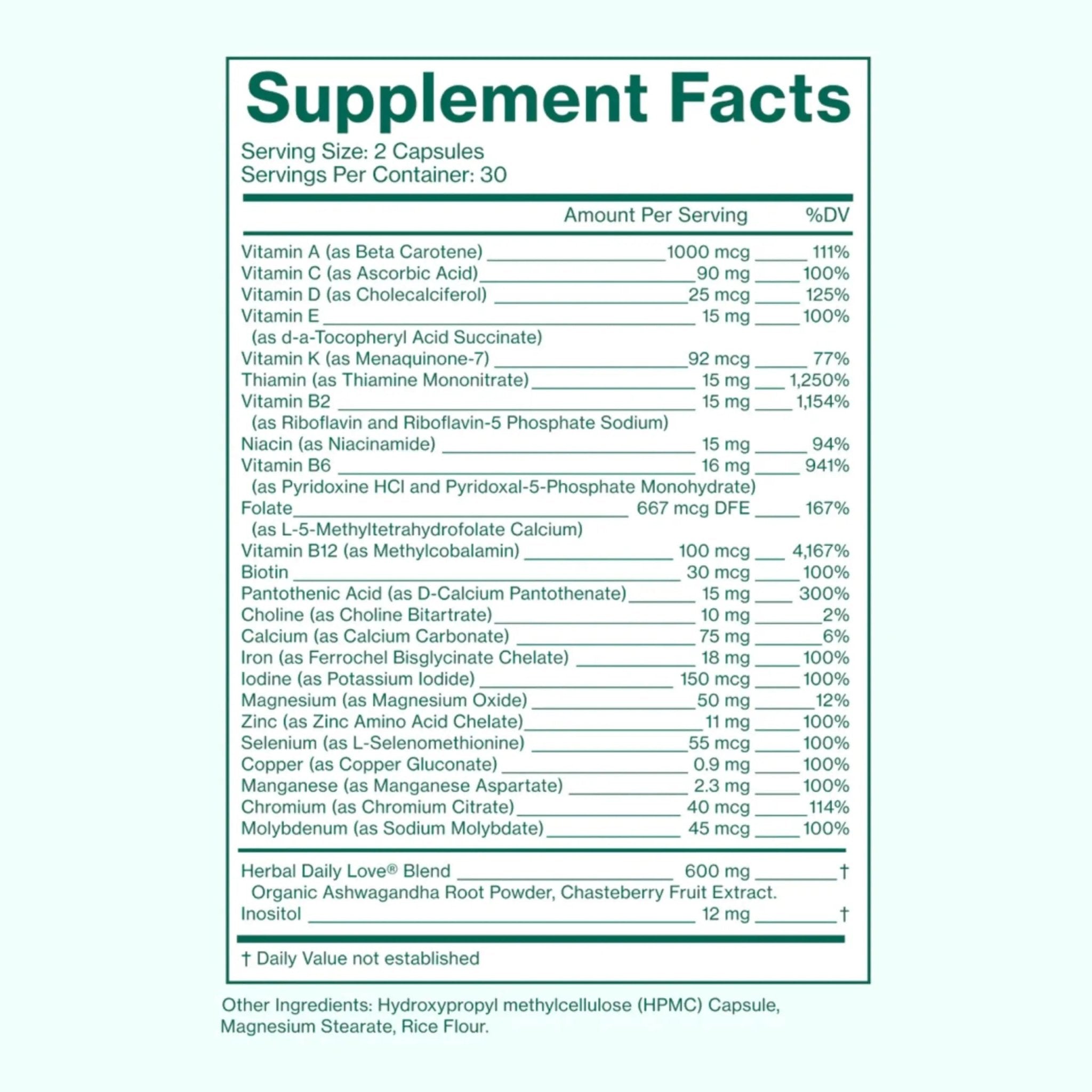 Love Wellness Daily Love Multivitamin for Women | Supports Energy, Cortisol, Immune Health, Stress Relief, & PMS | Complete with Vitamin D, C, Iron, Calcium, Zinc, & Biotin, Magnesium | 60 Count - TrustMedUSA