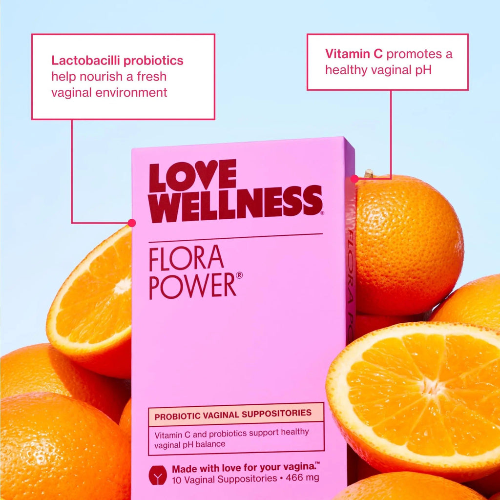 Love Wellness Flora Power | Vaginal Probiotic Suppositories with Vitamin C | Supports pH Balance & Vaginal Health | Fragrance-Free, Non-GMO & Paraben-Free | 10 Count - TrustMedUSA