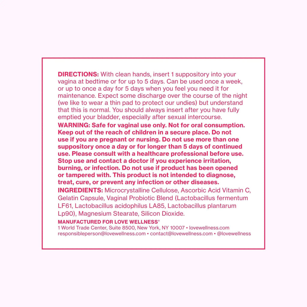 Love Wellness Flora Power | Vaginal Probiotic Suppositories with Vitamin C | Supports pH Balance & Vaginal Health | Fragrance-Free, Non-GMO & Paraben-Free | 10 Count - TrustMedUSA