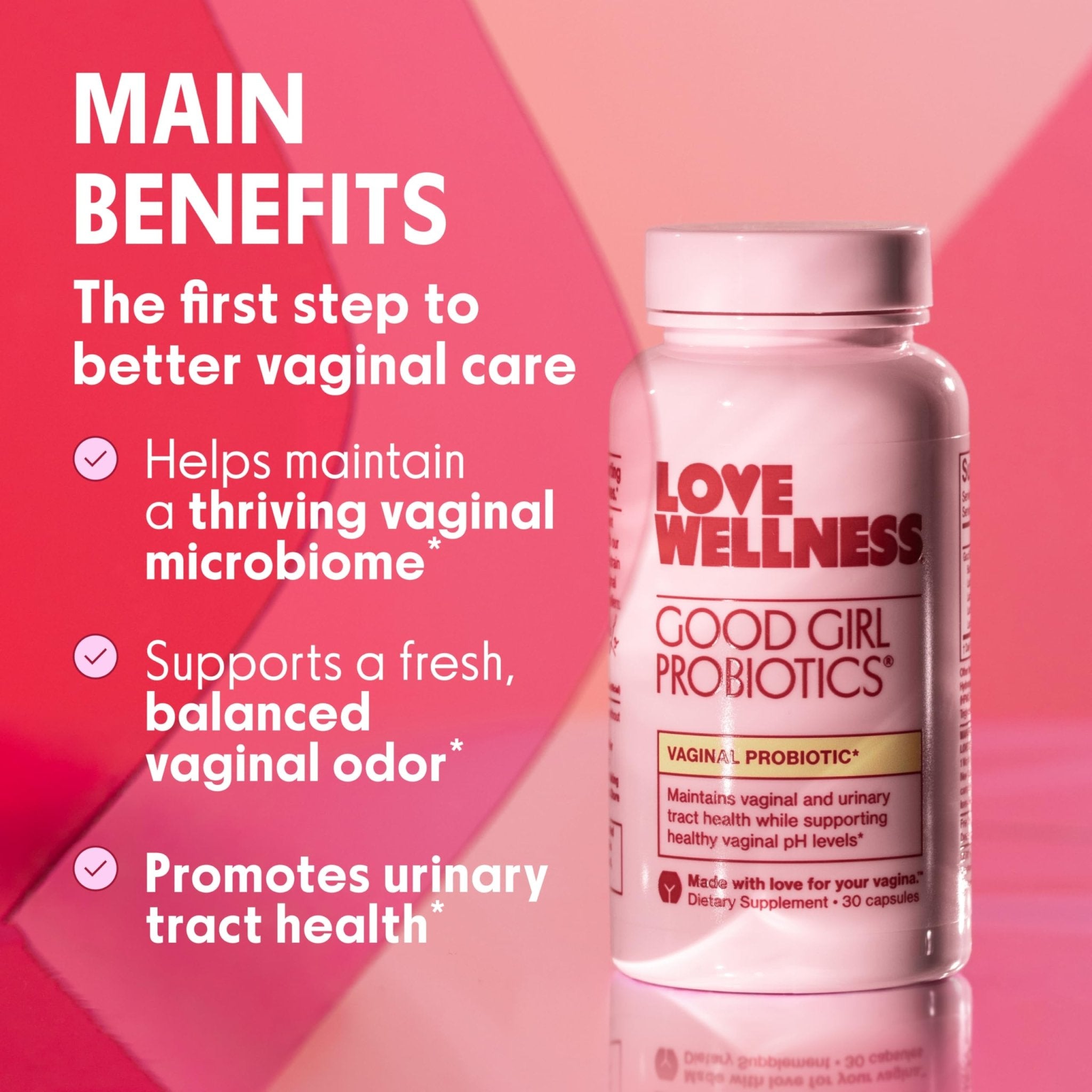 Love Wellness Good Girl Probiotics | Women’s Vaginal Health & pH Balance Supplement | 9-Strain Probiotic for Urinary Tract, Yeast, Odor & Immune Support | Gluten-Free (60-Day Supply) - Maple Wellness Supplements