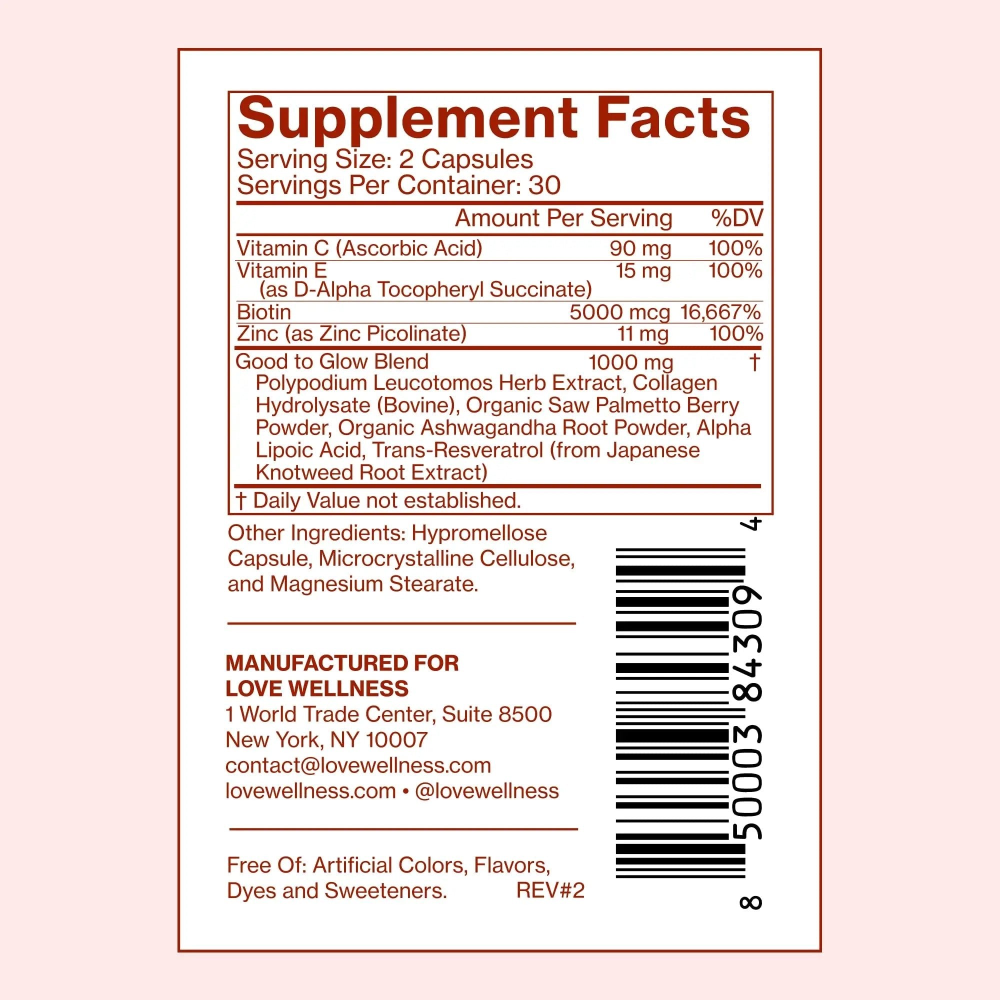 Love Wellness Good to Glow | Collagen Supplement with Biotin, Vitamin C, E, Ashwagandha & Zinc | Promotes Smooth, Glowing & Clear Skin | Enhances Smoothness & Promotes Healthy Skin | 60 Count - TrustMedUSA