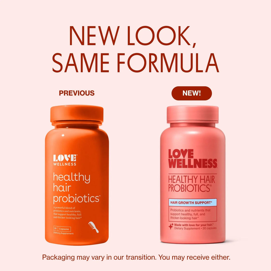 Love Wellness Healthy Hair Probiotics | Support Hair Growth with Biotin and Vitamin B12 & B6 | Supplement for Healthy Scalp & Thicker, Fuller Looking Hair | Safe & Effective | 30 Capsules - TrustMedUSA