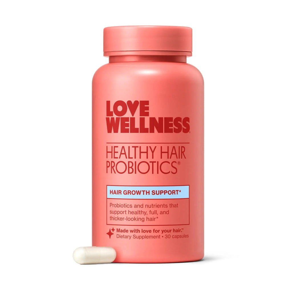 Love Wellness Healthy Hair Probiotics | Support Hair Growth with Biotin and Vitamin B12 & B6 | Supplement for Healthy Scalp & Thicker, Fuller Looking Hair | Safe & Effective | 30 Capsules - TrustMedUSA