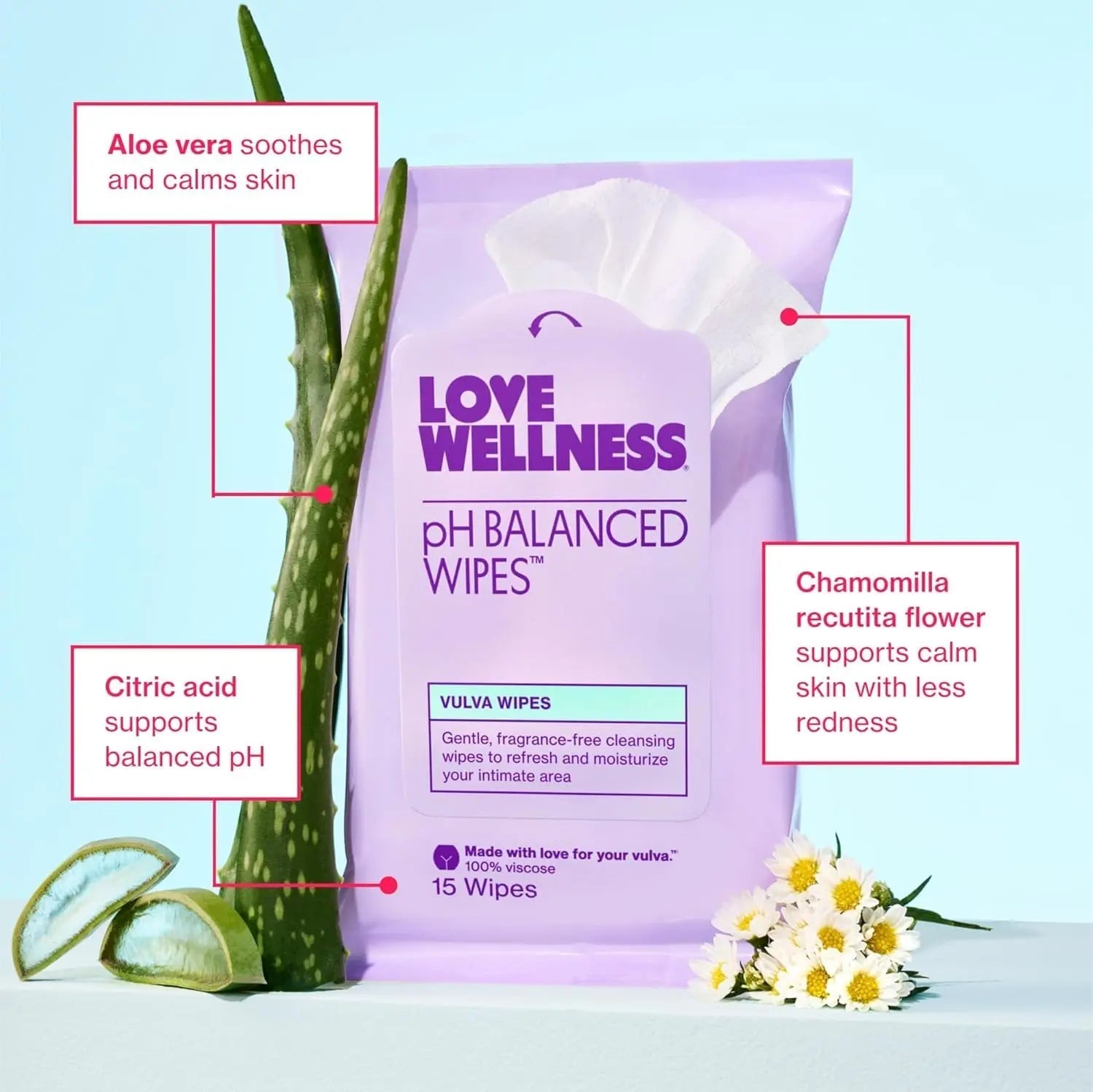 Love Wellness pH Balancing Wipes for Women | Fragrance-Free | Vulva Cleanser for Balanced pH, Intimate Health & Hygiene | Non-Irritating with Aloe Vera for Sensitive Skin | Travel Size | 3-Pack - TrustMedUSA