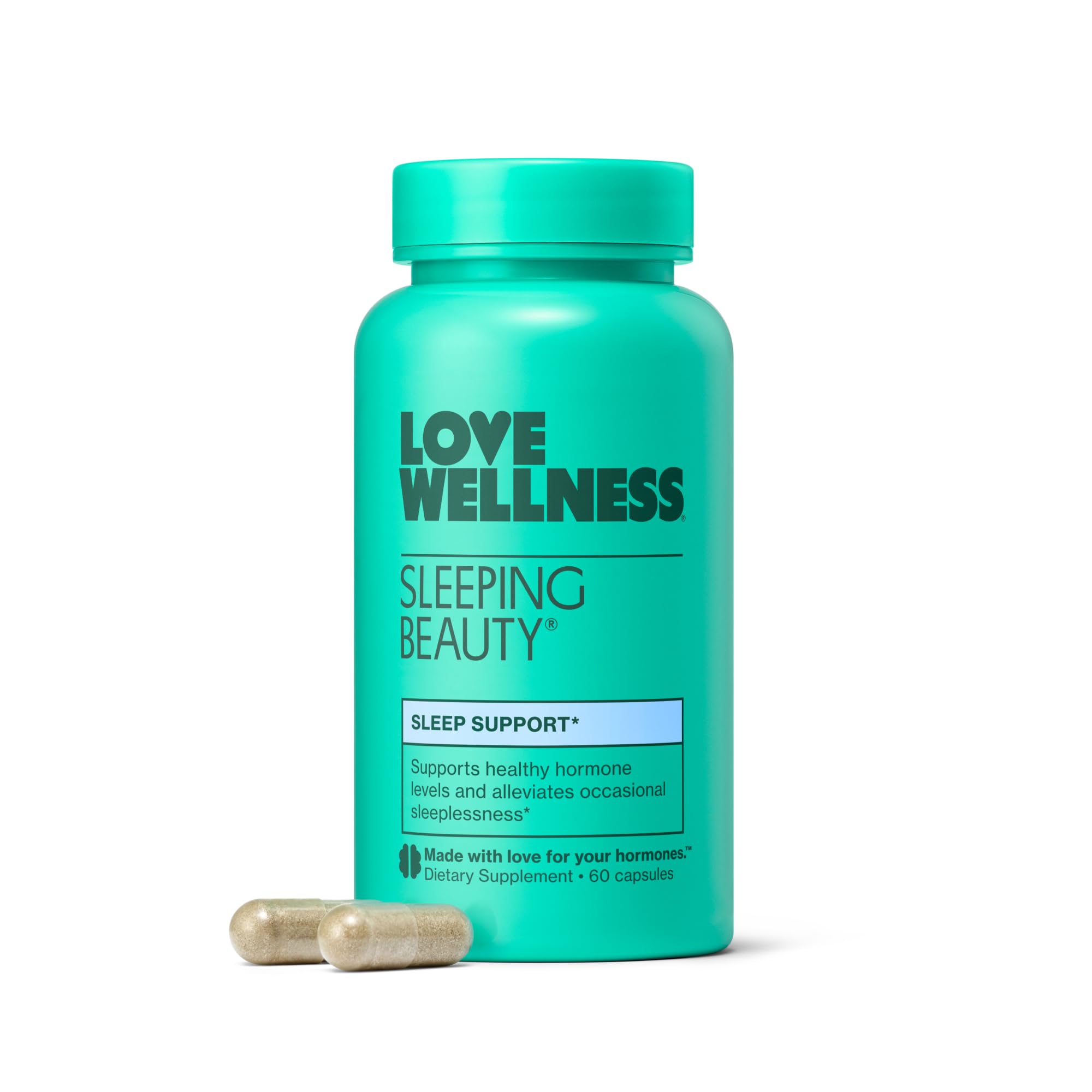 Love Wellness Sleeping Beauty | Sleep Support with Melatonin, Magnesium & L-Theanine | Promotes Restful Sleep, Relaxation & Calmness | Organic Valerian Root Powder & Lemon Balm | 60 Count - Maple Wellness Supplements