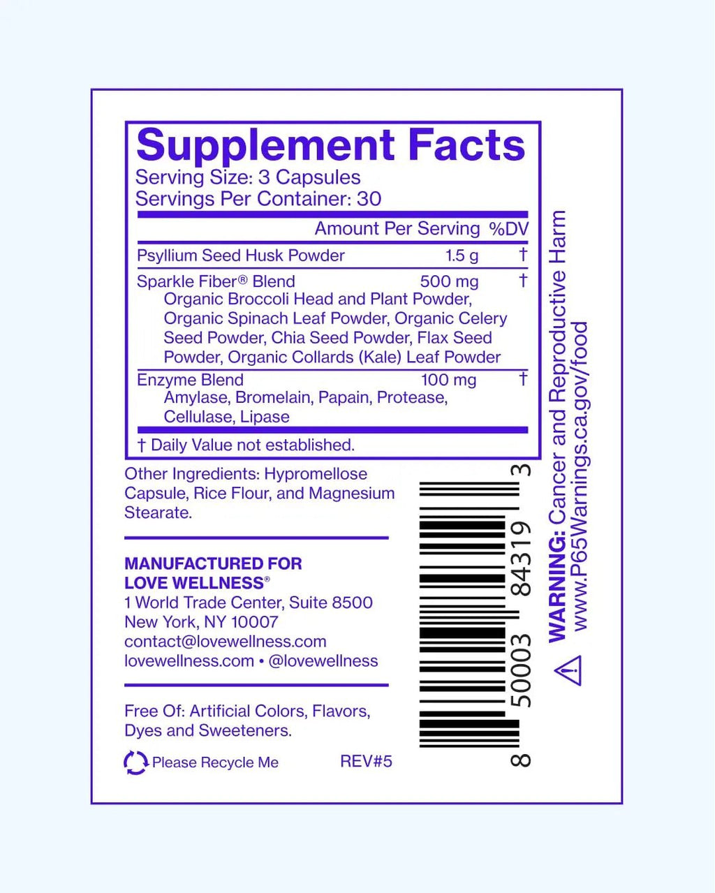Love Wellness Sparkle Fiber | Fiber Supplement with Digestive Enzymes | Greens Superfood Powder & Psyllium Husk Powder | Promotes Gut Health for Women | Regularity & Bloating Relief | 90 Count - TrustMedUSA