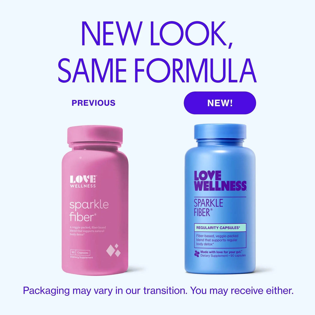 Love Wellness Sparkle Fiber | Fiber Supplement with Digestive Enzymes | Greens Superfood Powder & Psyllium Husk Powder | Promotes Gut Health for Women | Regularity & Bloating Relief | 90 Count - TrustMedUSA