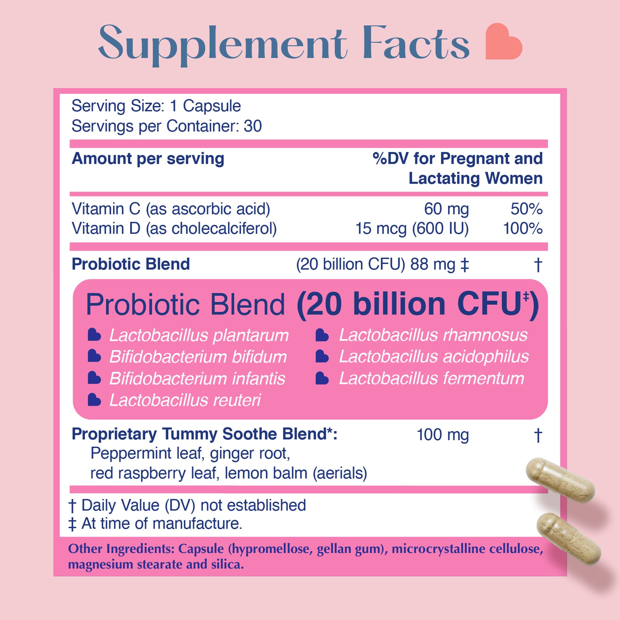 LOVEBUG Prenatal Probiotic | Helps with Morning Sickness, Nausea, Heartburn & Digestion | Helps Baby Microbiome | Multi Strain 20 Billion CFU | 30 Capsules - Maple Wellness Supplements