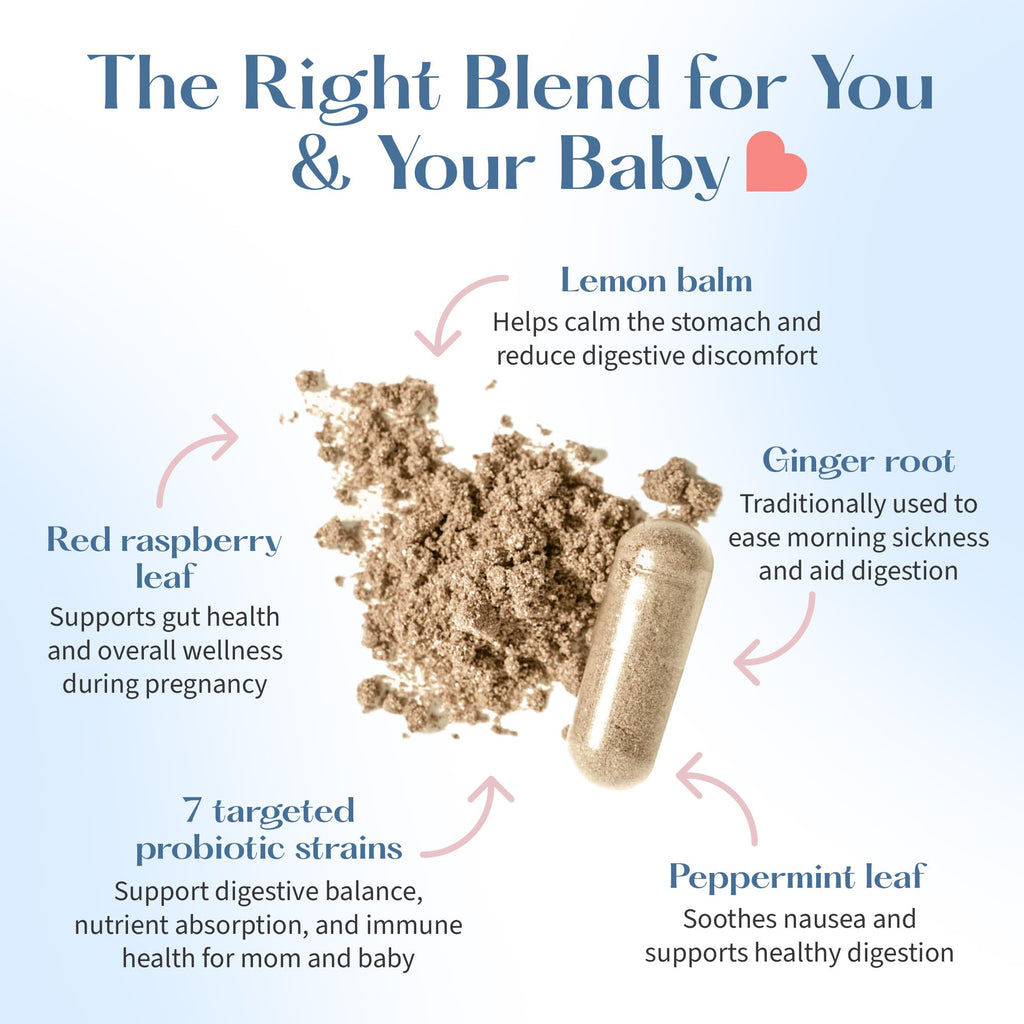LOVEBUG Prenatal Probiotic | Helps with Morning Sickness, Nausea, Heartburn & Digestion | Helps Baby Microbiome | Multi Strain 20 Billion CFU | 30 Capsules - Maple Wellness Supplements