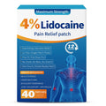 LOVPTFER 4% Lidocaine Pain Relief Patches – Maximum Strength Pain Patches, 12-Hour Long-Lasting Relief for Back, Neck, Shoulder & Joint Pain, Fast-Acting,–40 Count, 5.5” x 3.94” - TrustMedUSA