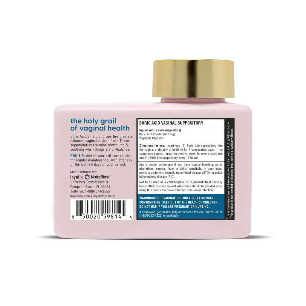 Loyal Boric Life - Boric Acid Suppositories - 600mg - Supports Odor Control - Promotes Balance - Soothes Discomfort - Made in USA - 30 Count - TrustMedUSA