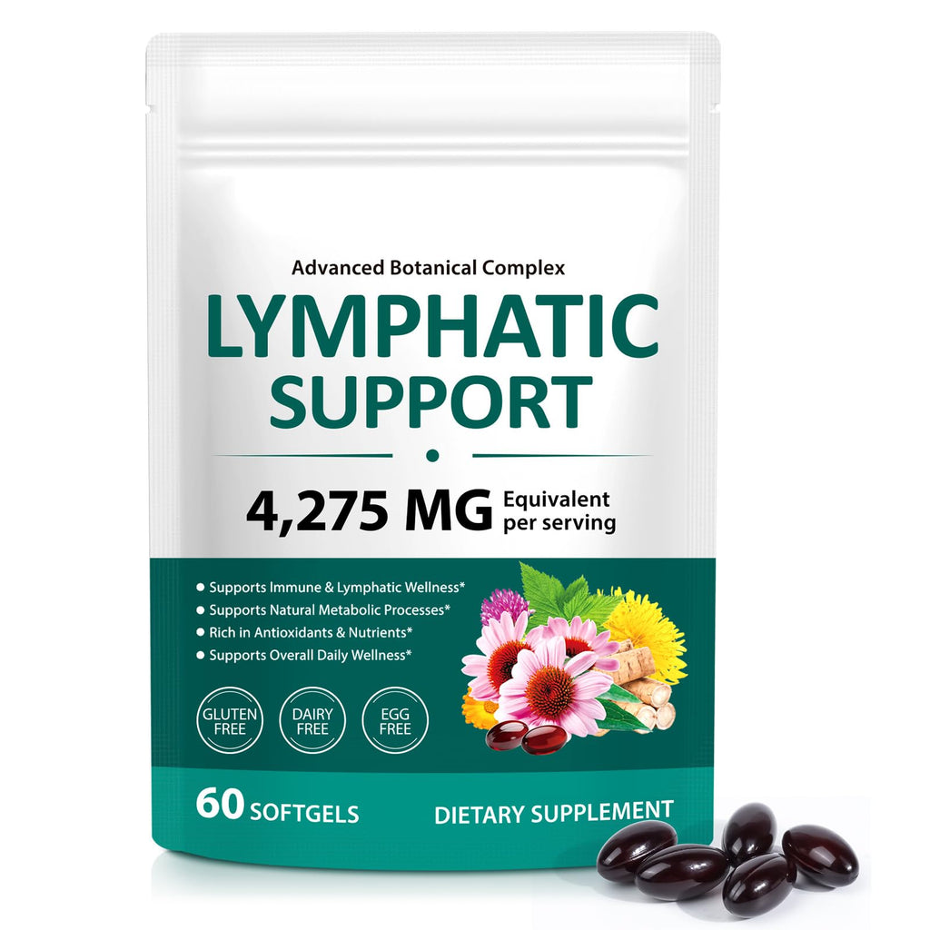 LTQXGT Lymphatic Support Supplement 60 Softgels– Advanced Botanical Complex with Echinacea, Dandelion & Elderberry – Antioxidant-Rich Daily Wellness Formula - Maple Wellness Supplements