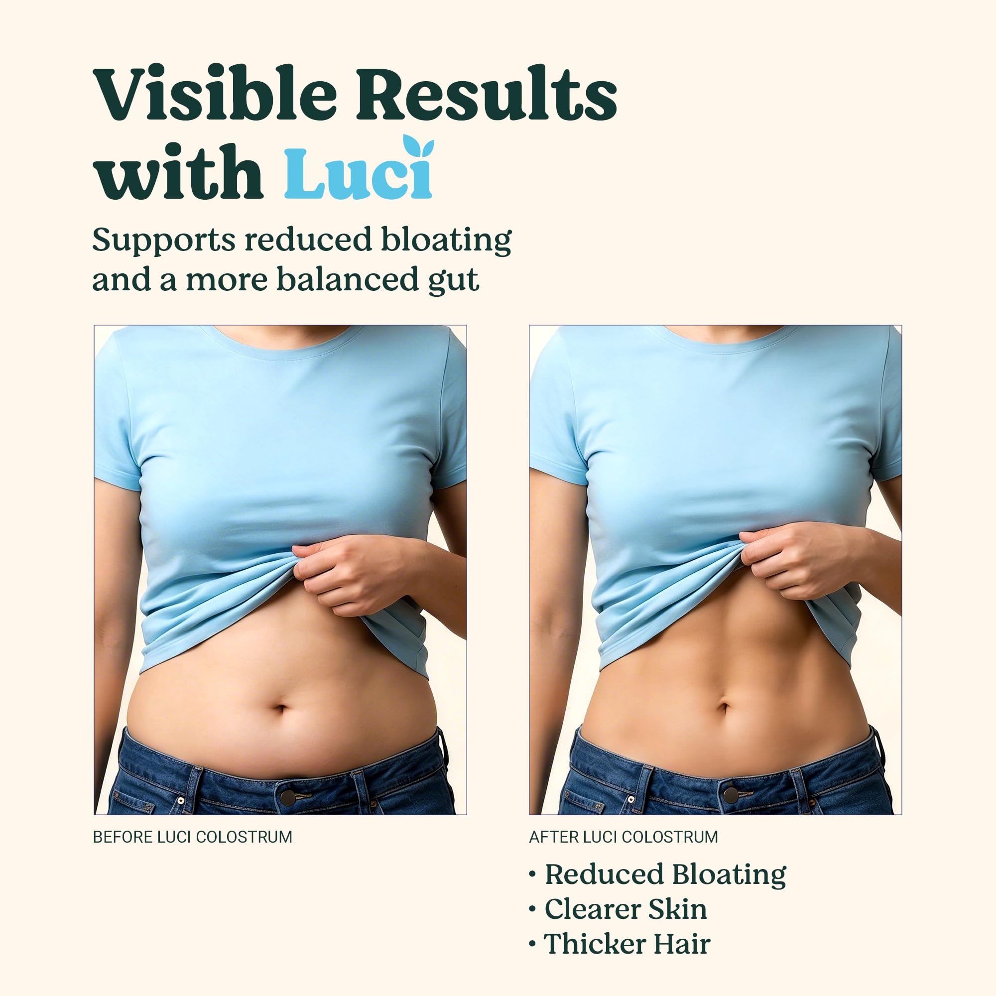 Luci Colostrum Powder 60 Servings, 3 in 1 with Collagen Peptides and Acai, Bovine Colostrum for Gut Health, Bloating, Collagen Protein for Muscle, Skin, Hair, Nails and Immunity, Gluten & Fat Free - TrustMedUSA